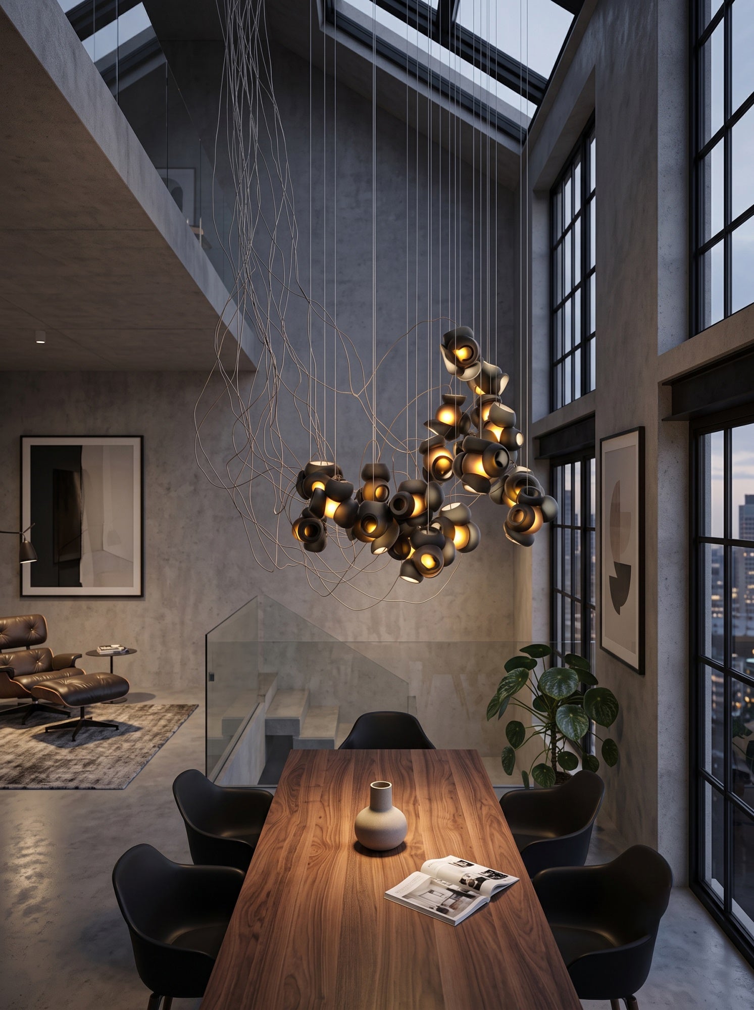 Cumulus Sculptural Glass Cluster Chandelier