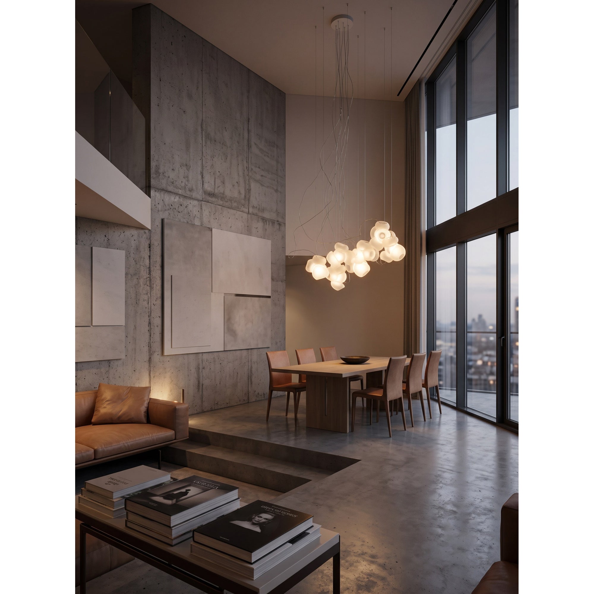 Cumulus Sculptural Glass Cluster Chandelier