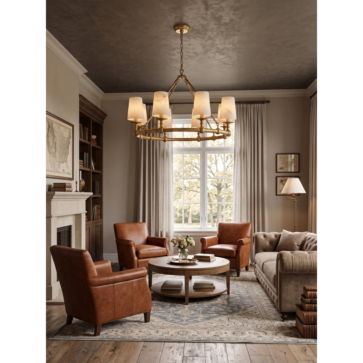 Devon Round Alabaster Chandelier – detail 9