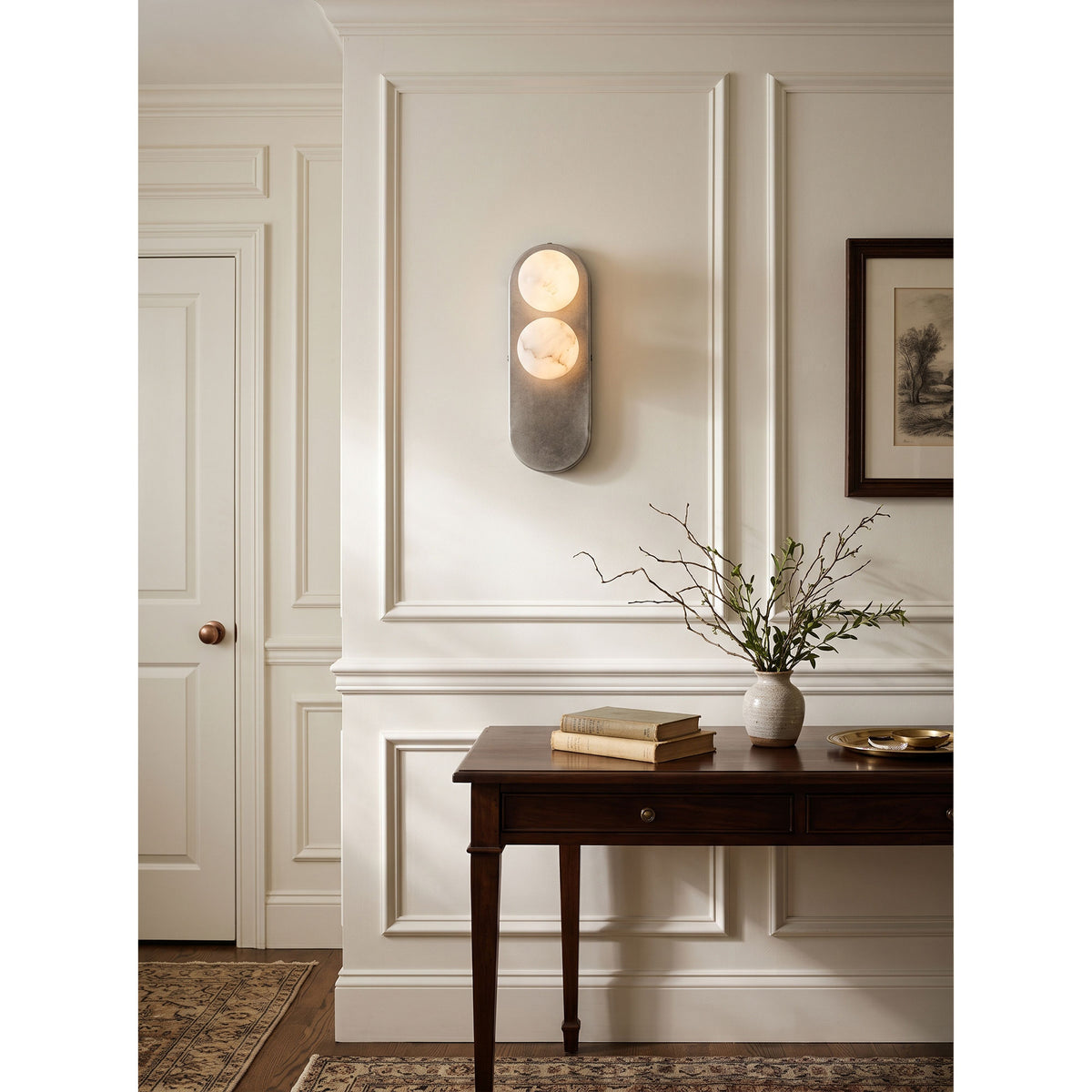 Eccolo Brass Alabaster Wall Sconce