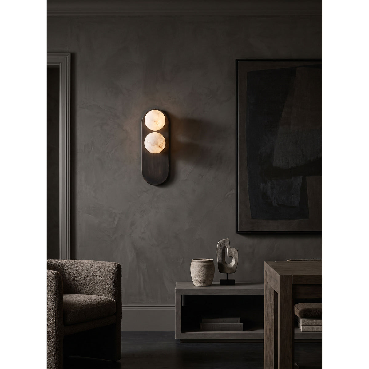 Eccolo Brass Alabaster Wall Sconce