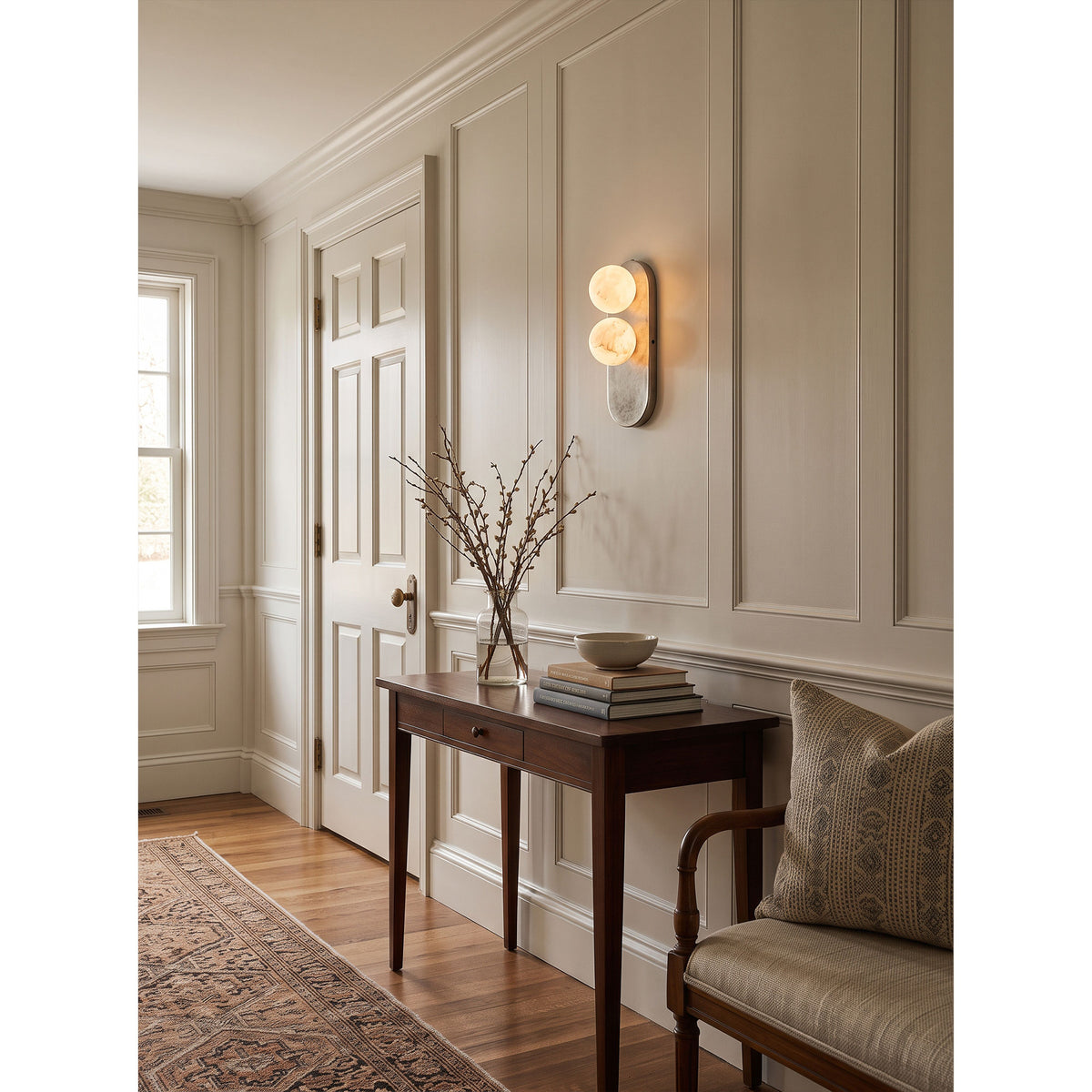 Eccolo Brass Alabaster Wall Sconce