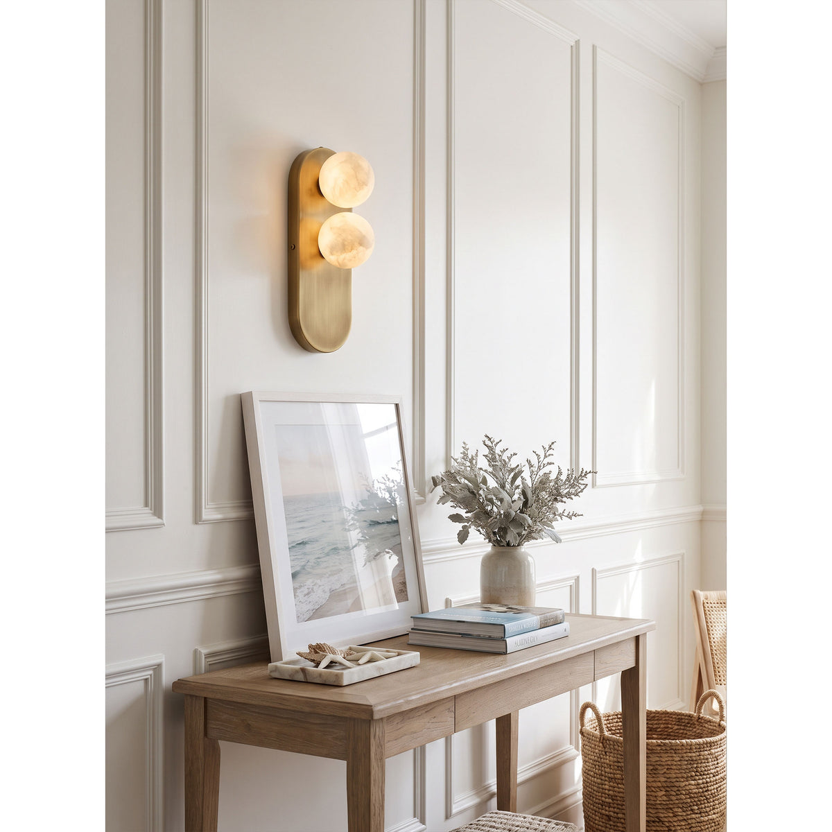 Eccolo Brass Alabaster Wall Sconce