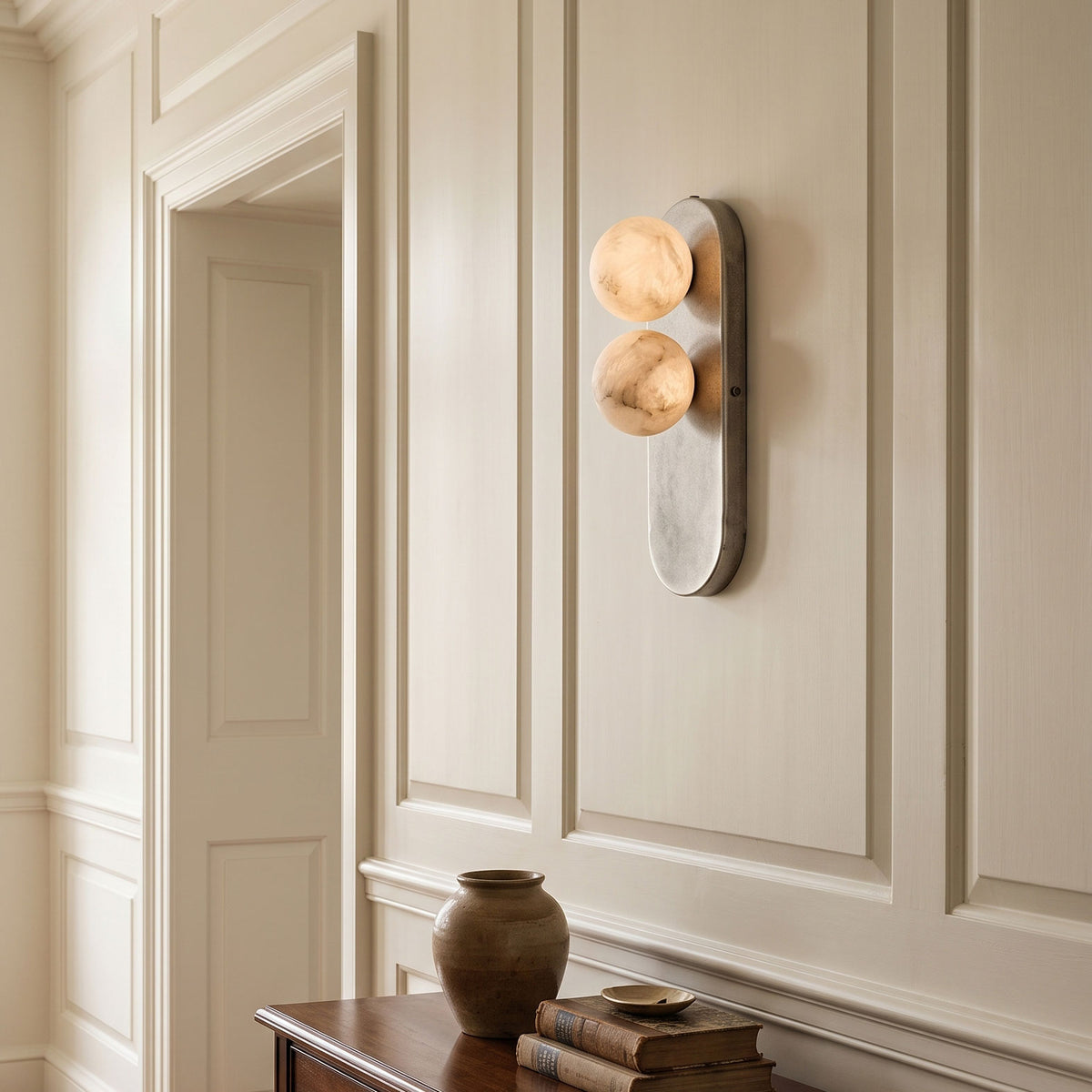 Eccolo Brass Alabaster Wall Sconce