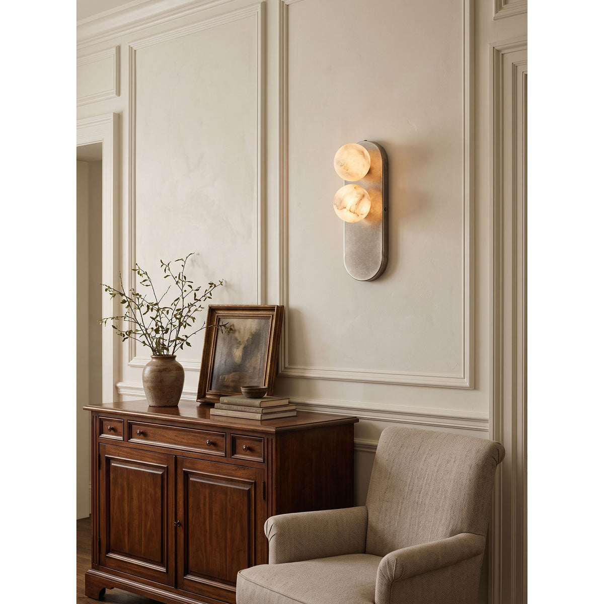 Eccolo Brass Alabaster Wall Sconce