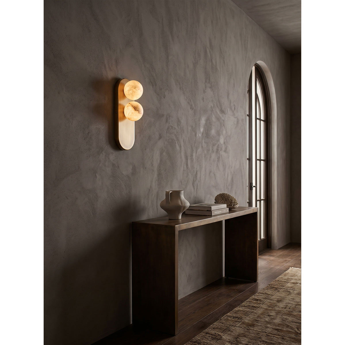 Eccolo Brass Alabaster Wall Sconce