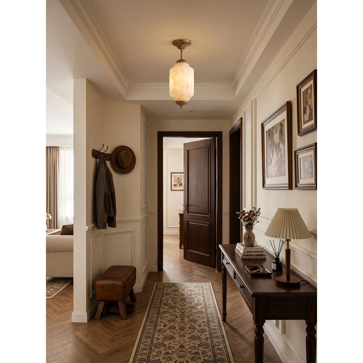Eloise Scallop Alabaster Flush Mount Ceiling Light