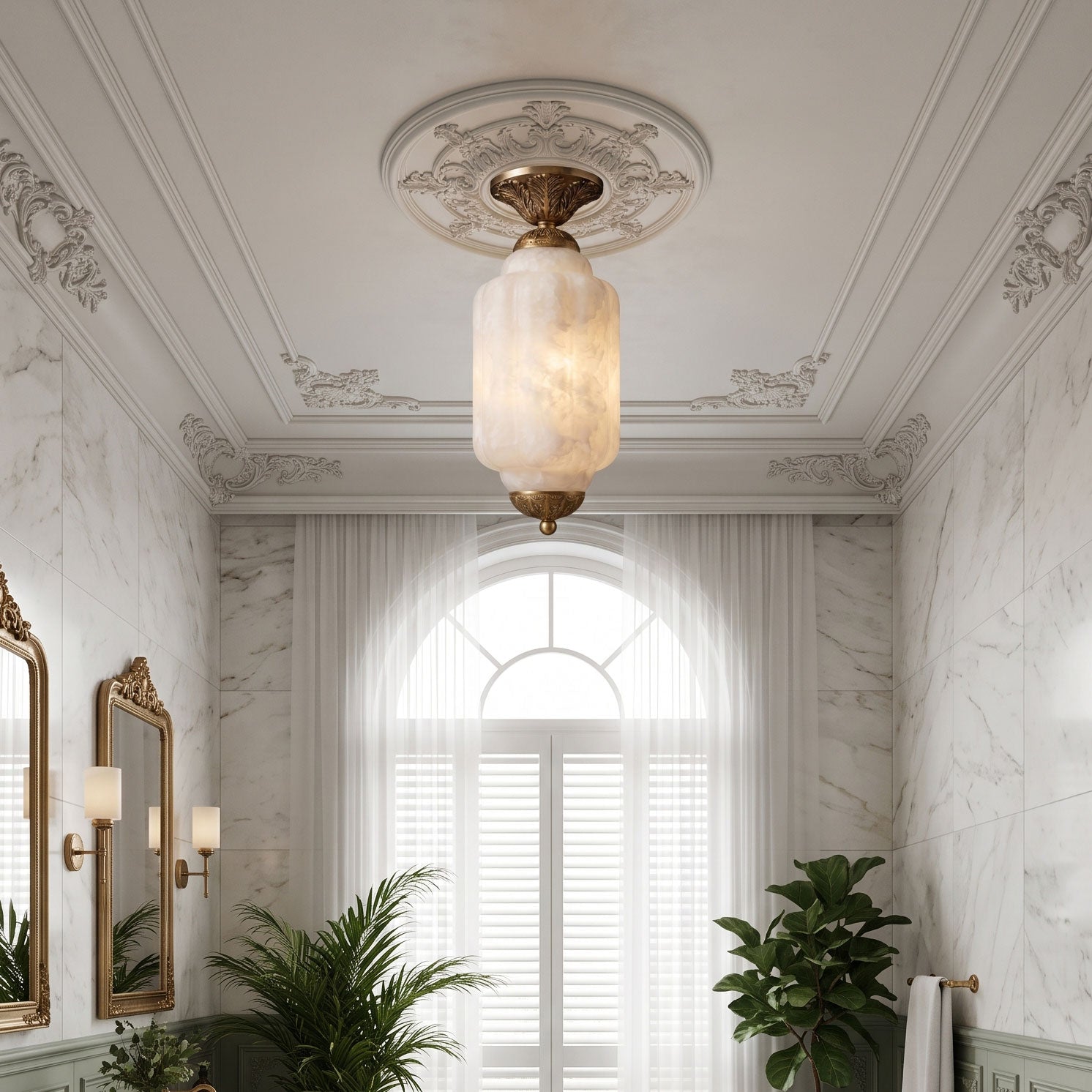 Eloise Scallop Alabaster Flush Mount – 6.3″ | Radilum