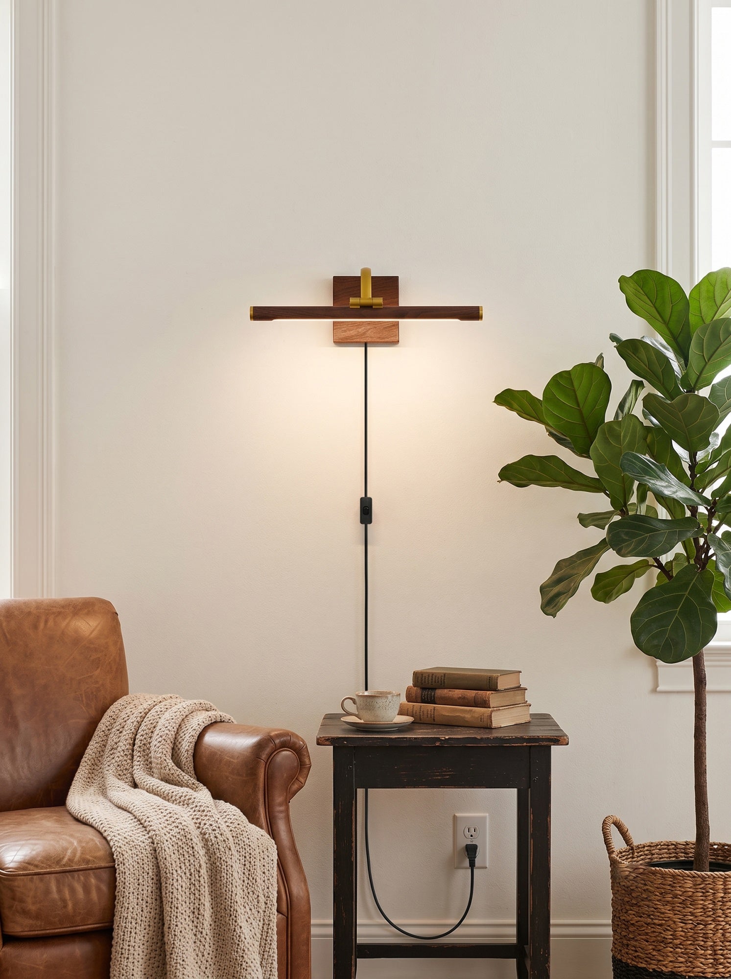 Elowen Brass Plug-in Wall Sconce