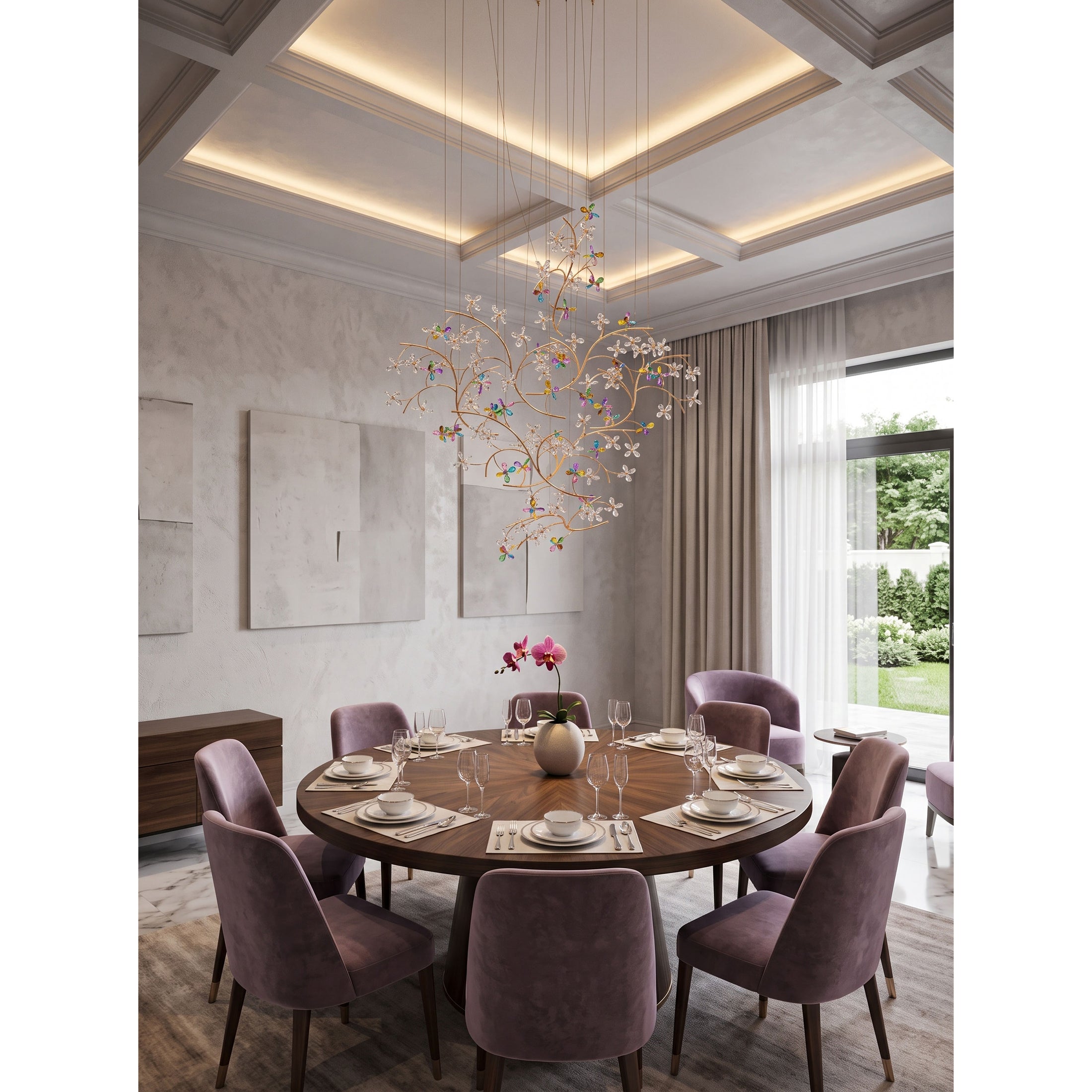 Floating Branches Crystal Flower Chandelier