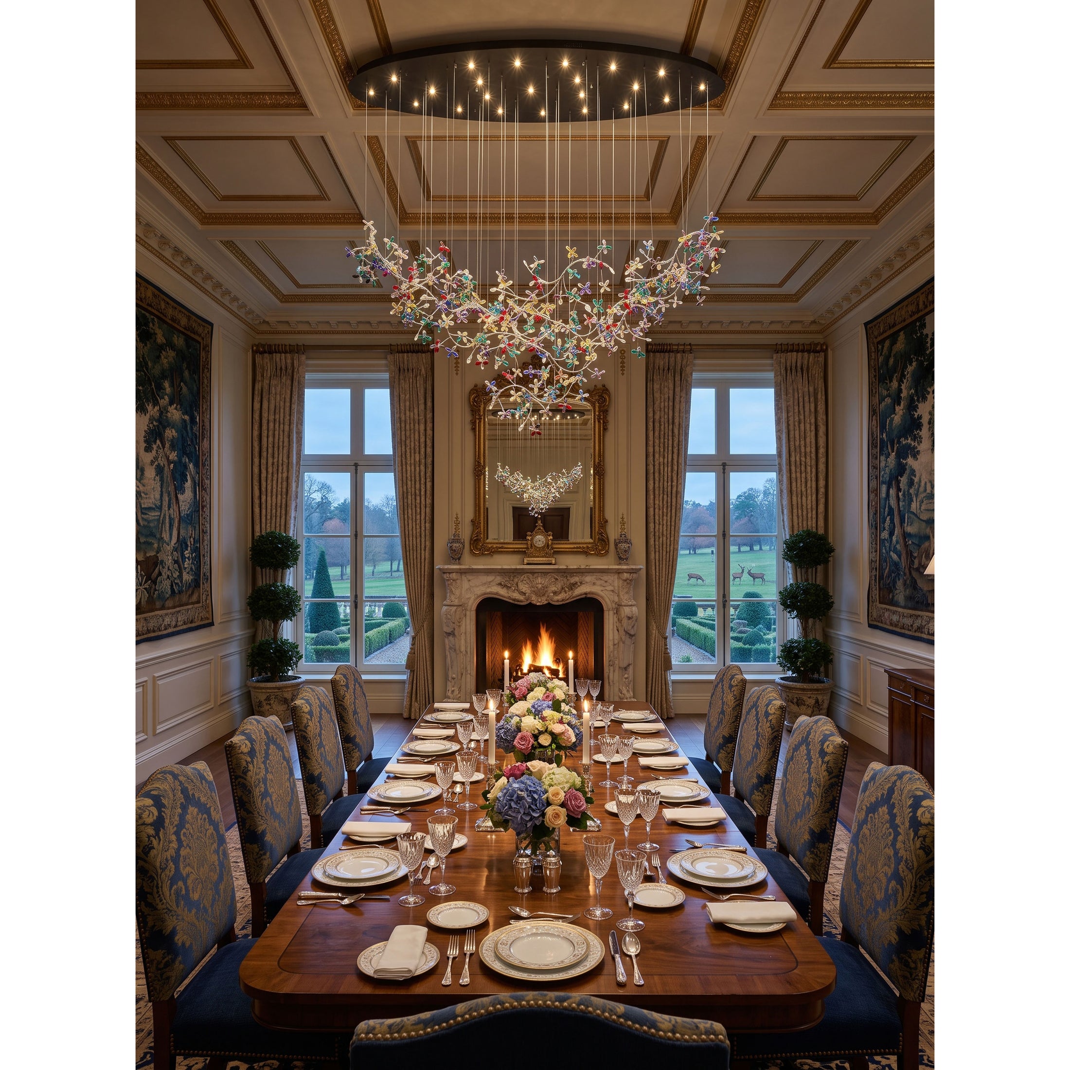 Floating Branches Crystal Flower Chandelier