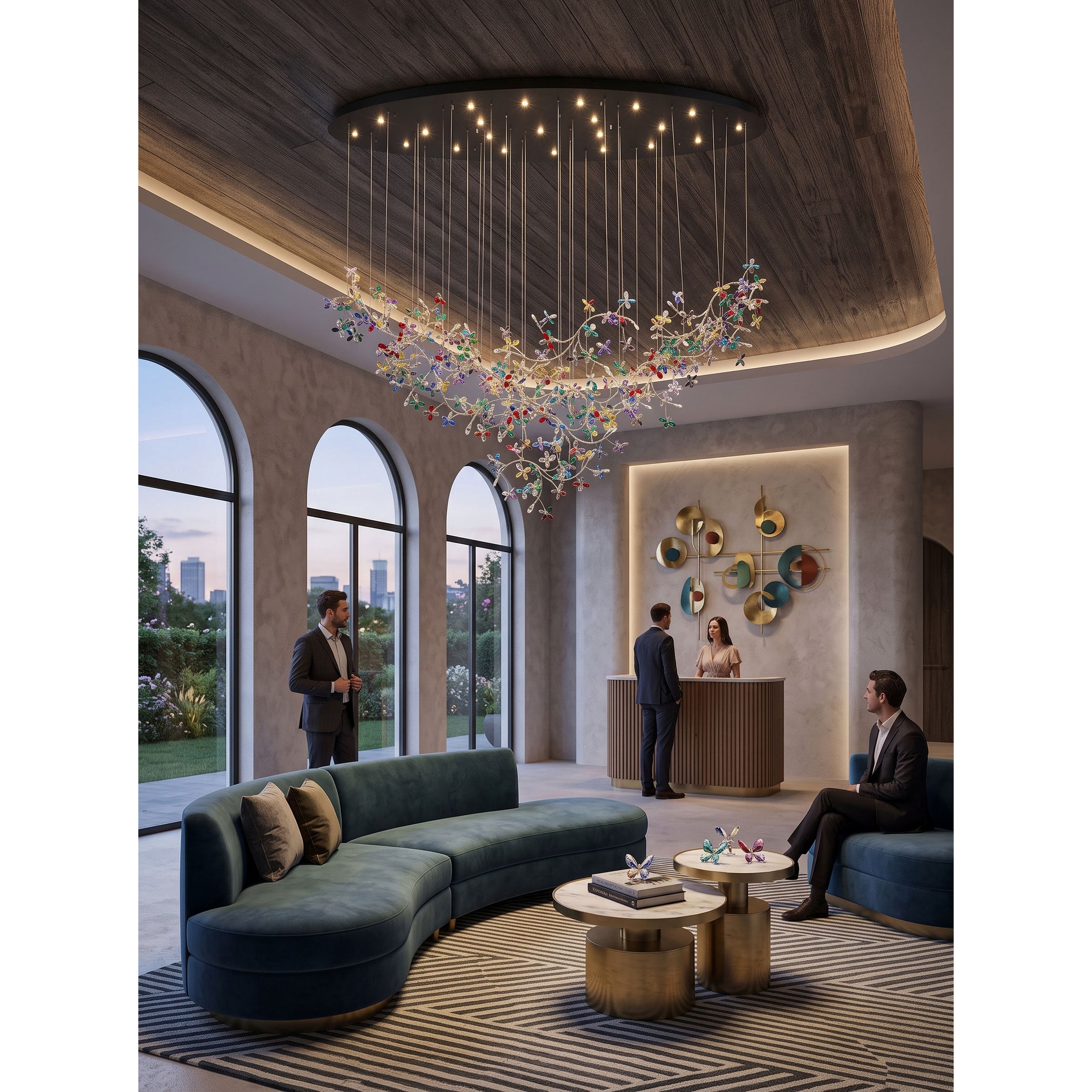 Floating Branches Crystal Flower Chandelier