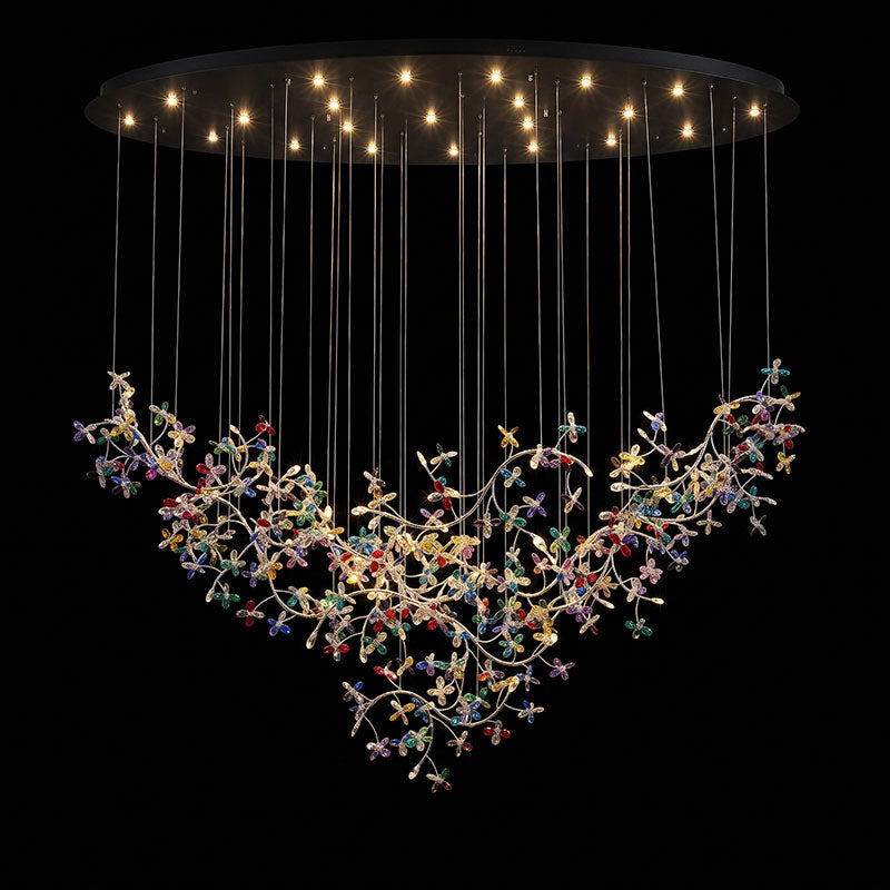 Floating Branches Crystal Flower Chandelier