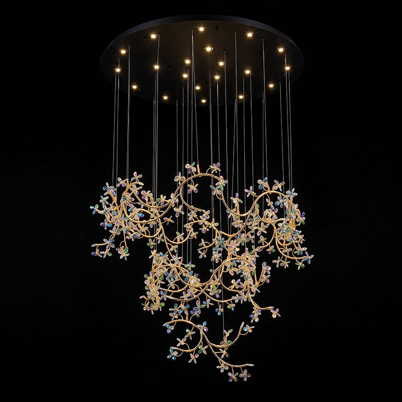 Floating Branches Crystal Flower Chandelier