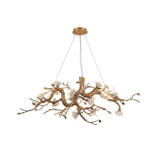 Flower Bloom Branch Brass Chandelier