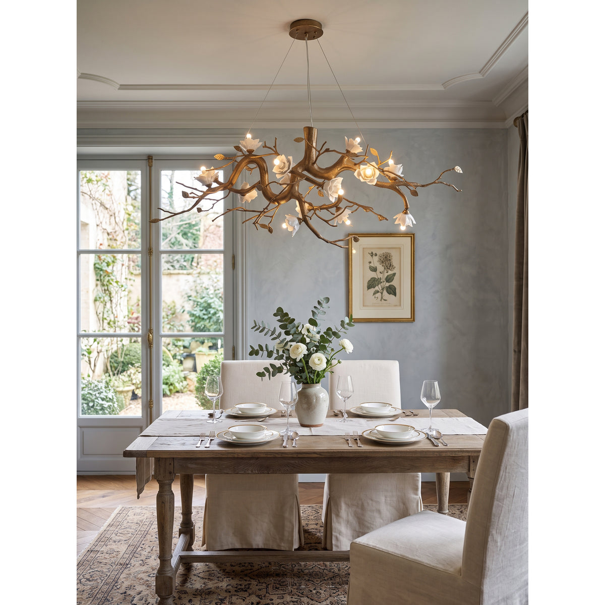Flower Bloom Branch Brass Chandelier – detail 11