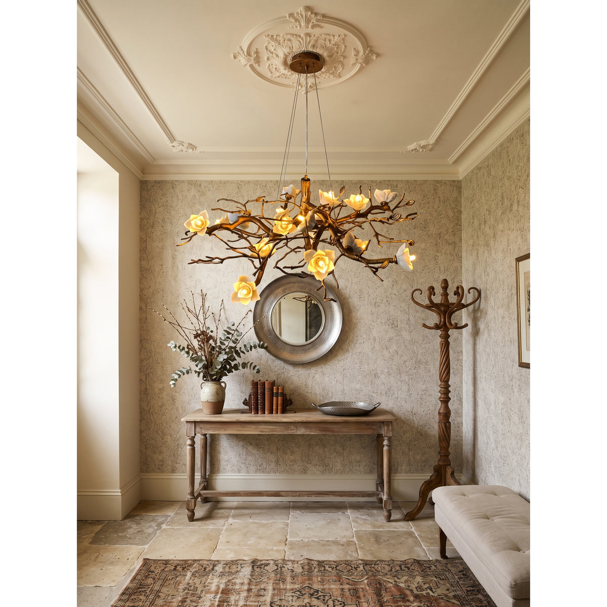 Flower Bloom Branch Brass Chandelier – detail 12