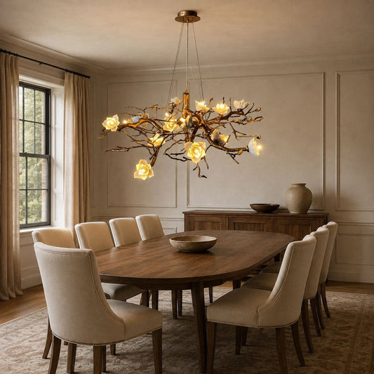 Flower Bloom Branch Brass Chandelier