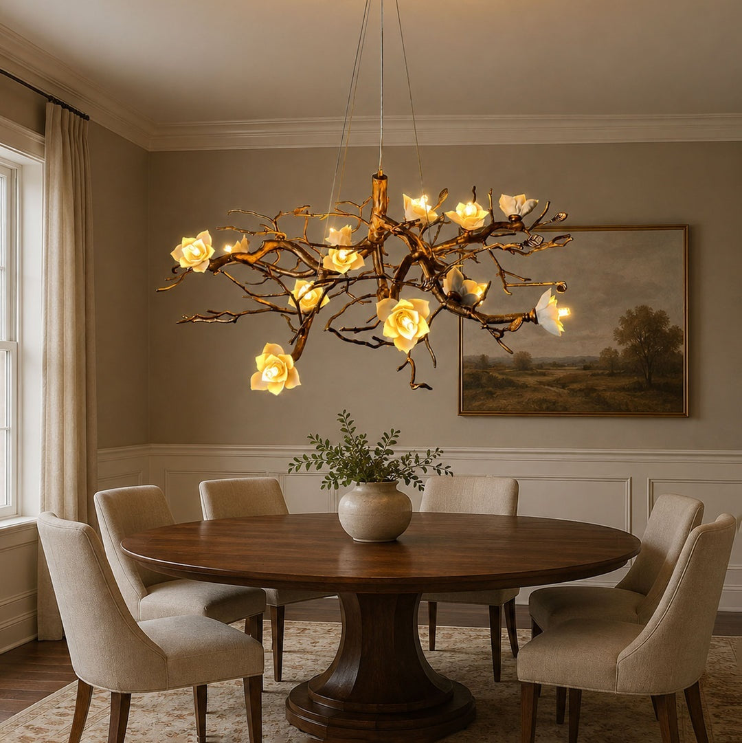 Flower Bloom Branch Brass Chandelier – detail 3