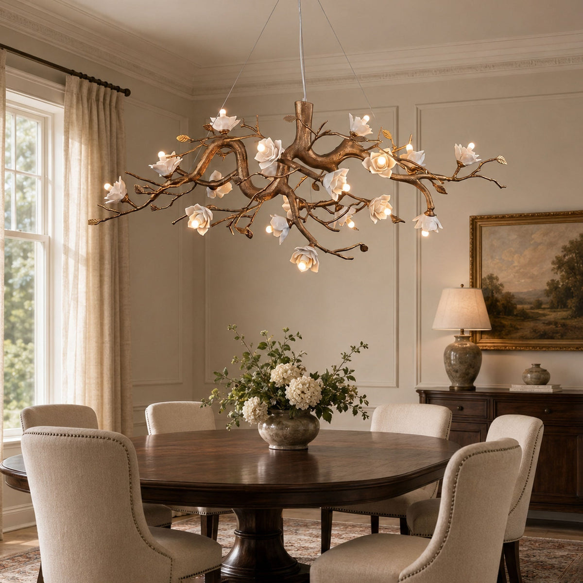Flower Bloom Branch Brass Chandelier – detail 5