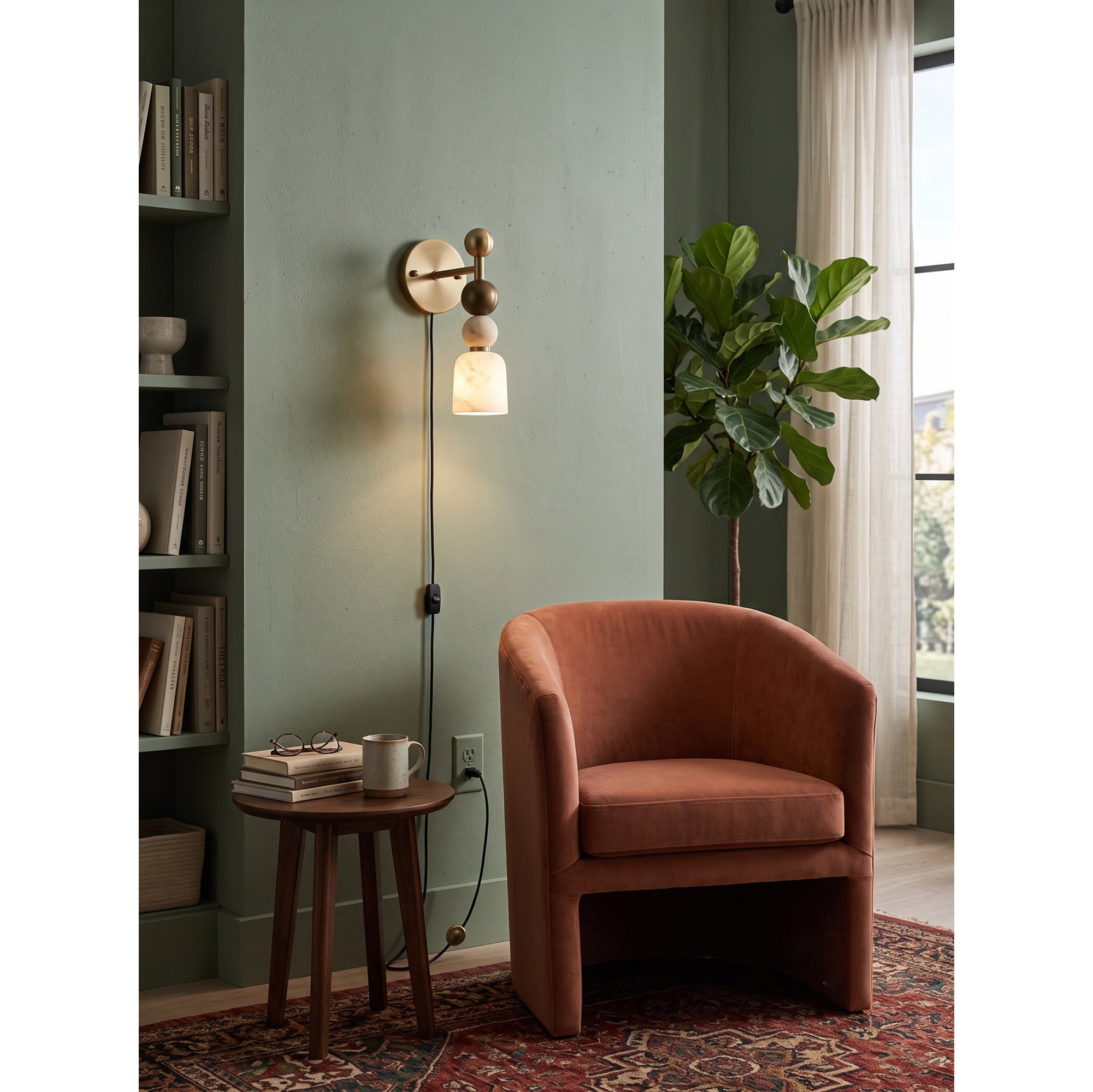Flume Alabaster Plug-in Wall Sconce