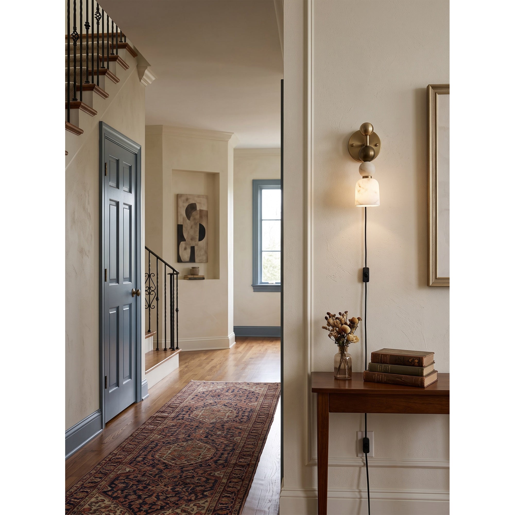 Flume Alabaster Plug-in Wall Sconce