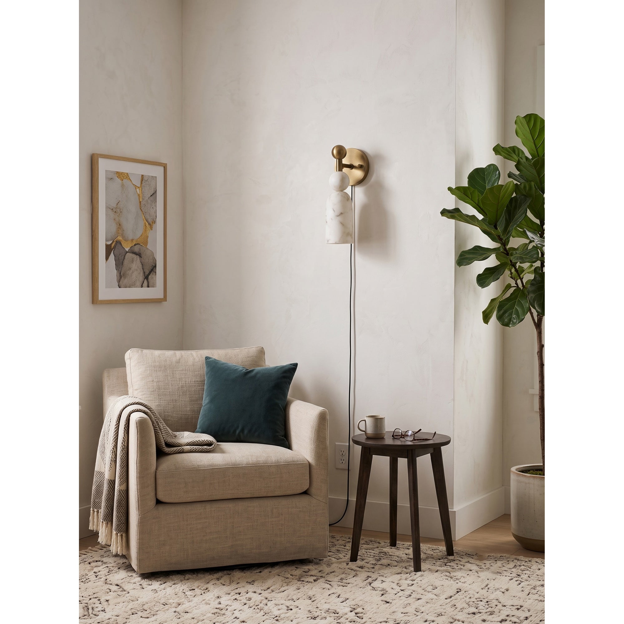 Flume Alabaster Plug-in Wall Sconce