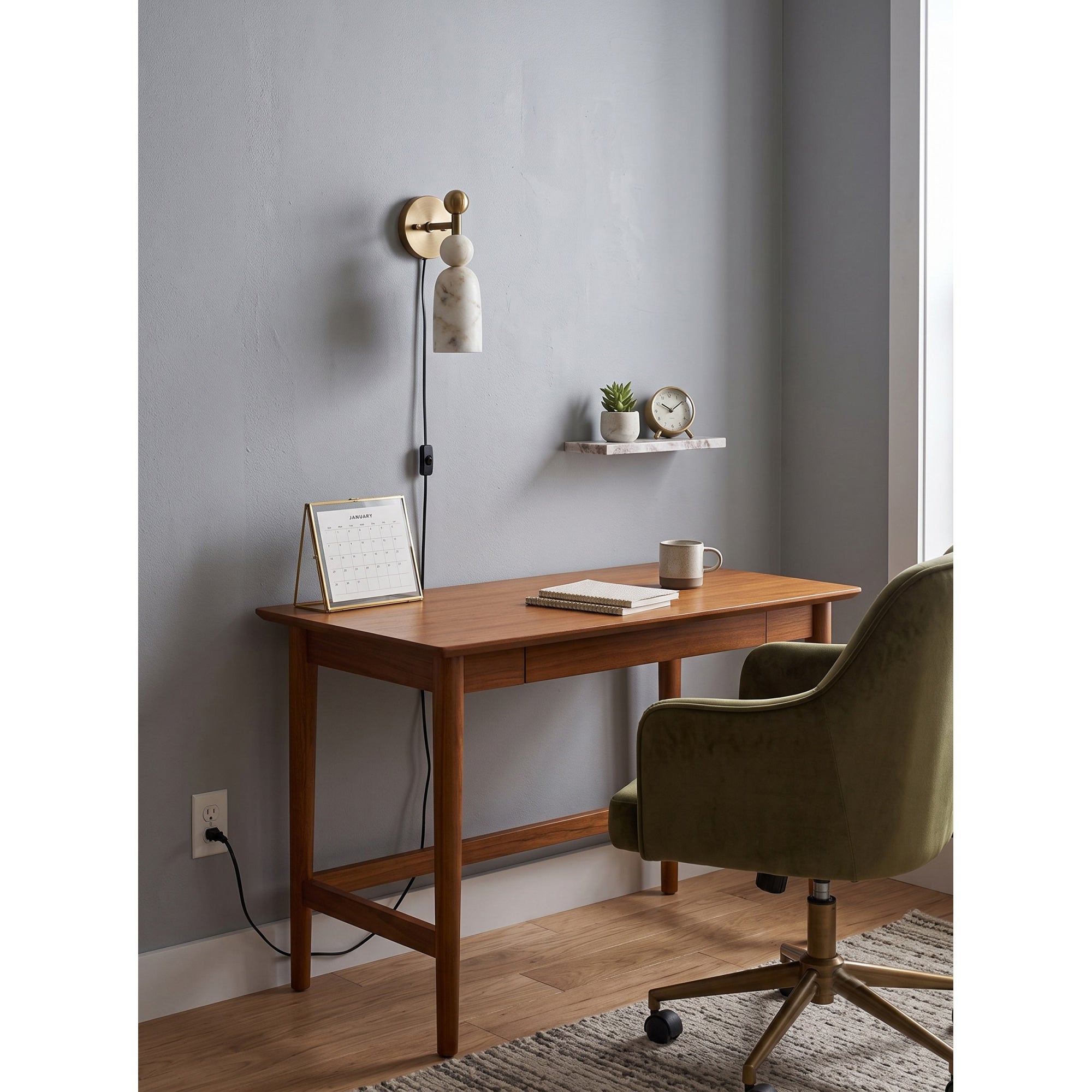 Flume Alabaster Plug-in Wall Sconce
