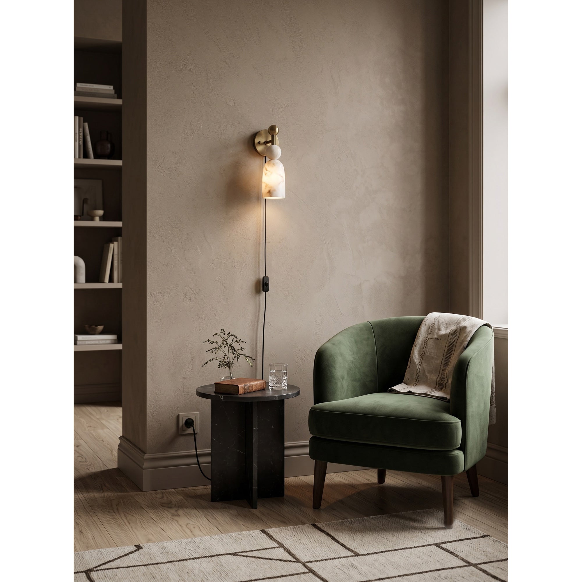 Flume Alabaster Plug-in Wall Sconce