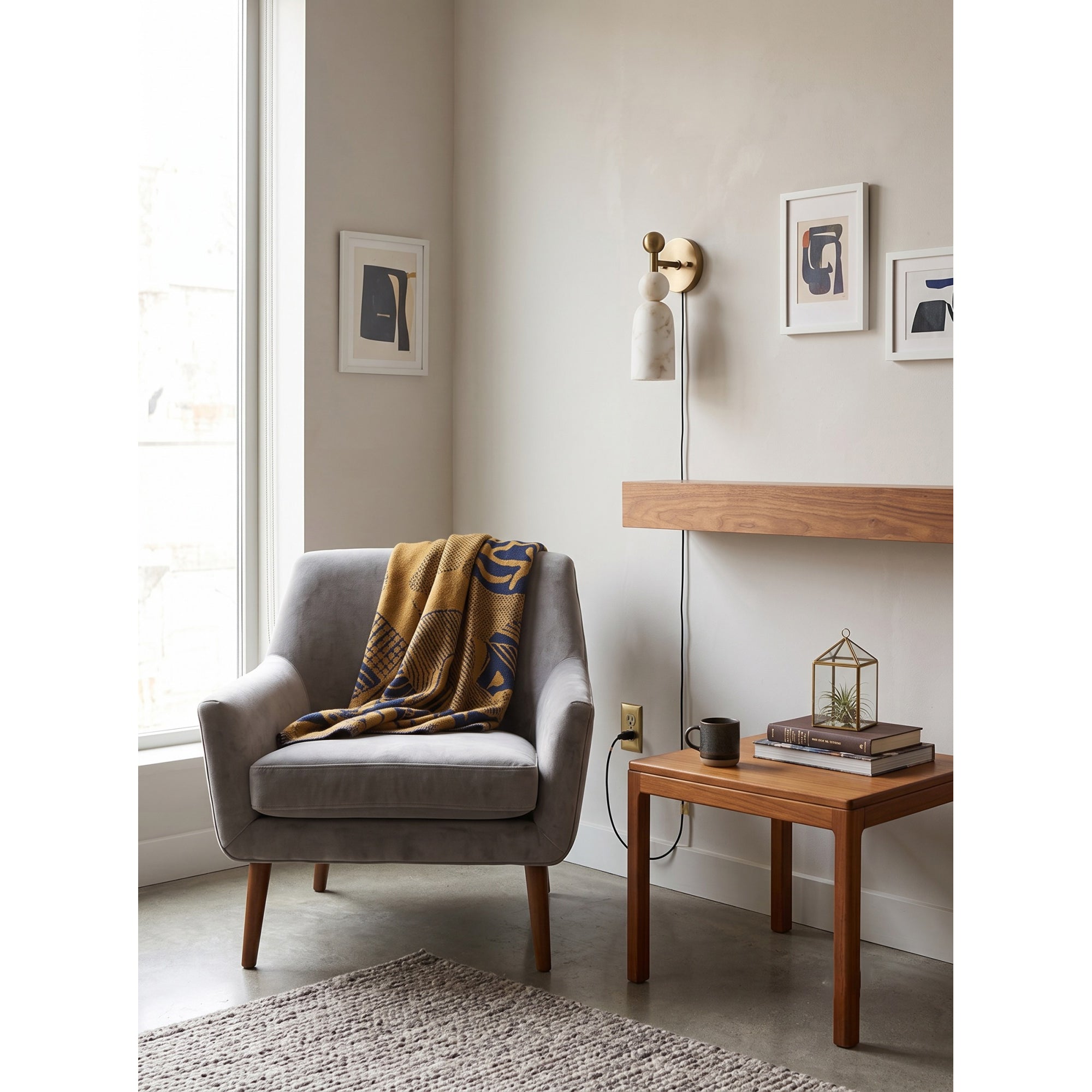 Flume Alabaster Plug-in Wall Sconce