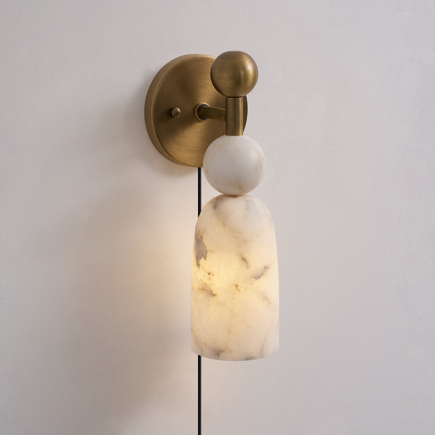 Flume Alabaster Plug-in Wall Sconce