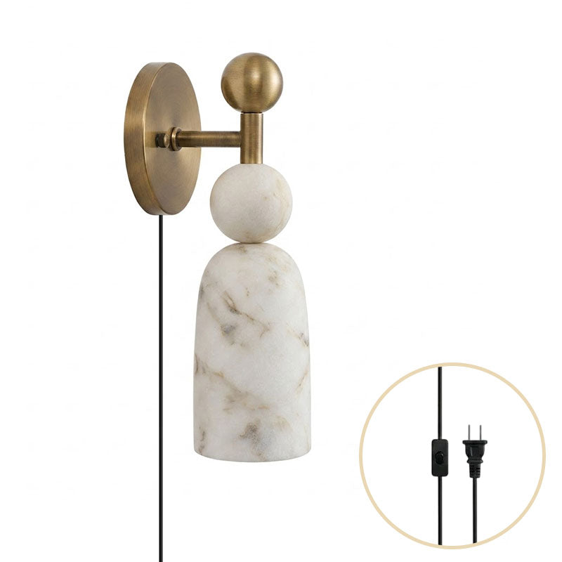 Flume Alabaster Plug-in Wall Sconce