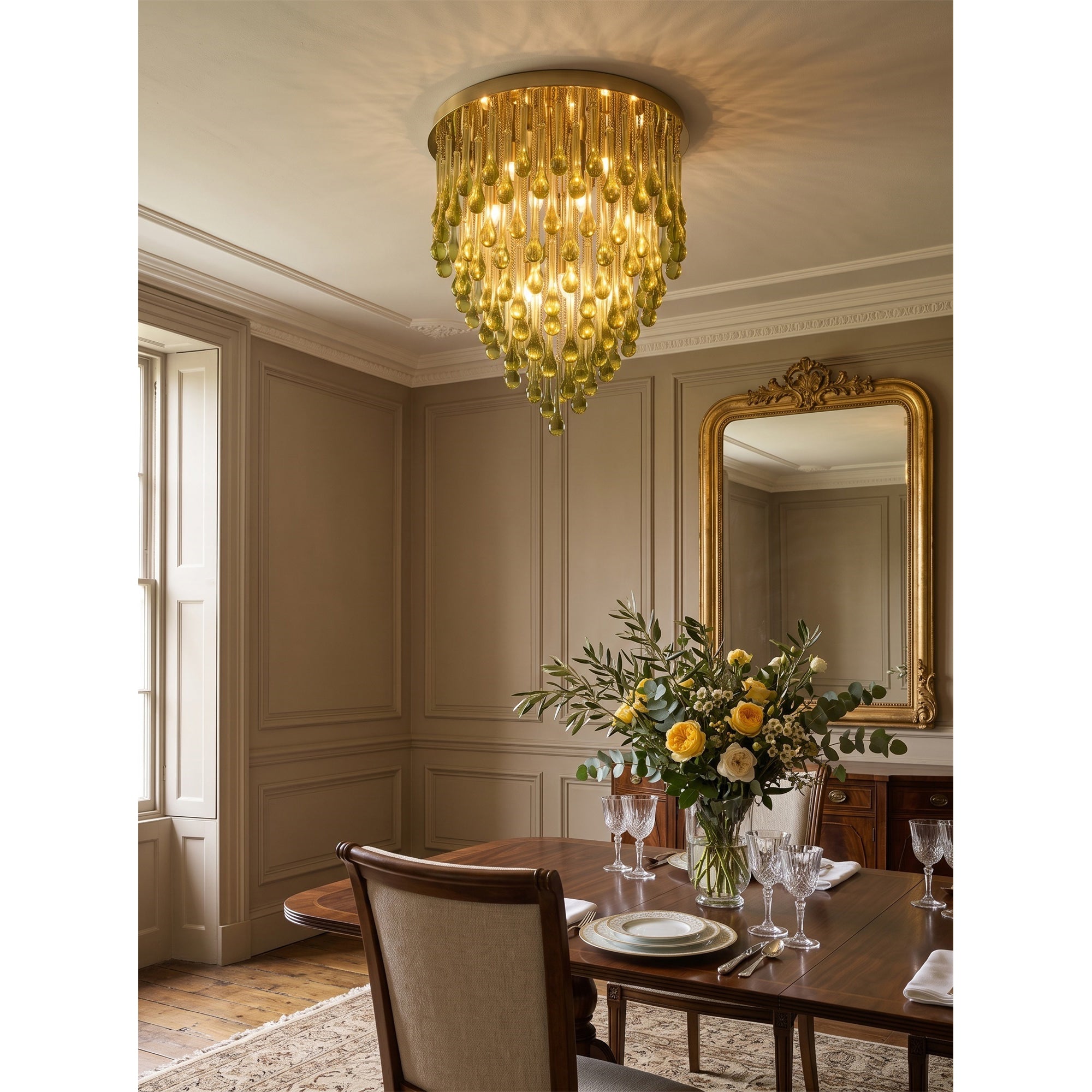 Flush Mounted Glass Rainrop Flush Mount Ceiling Light