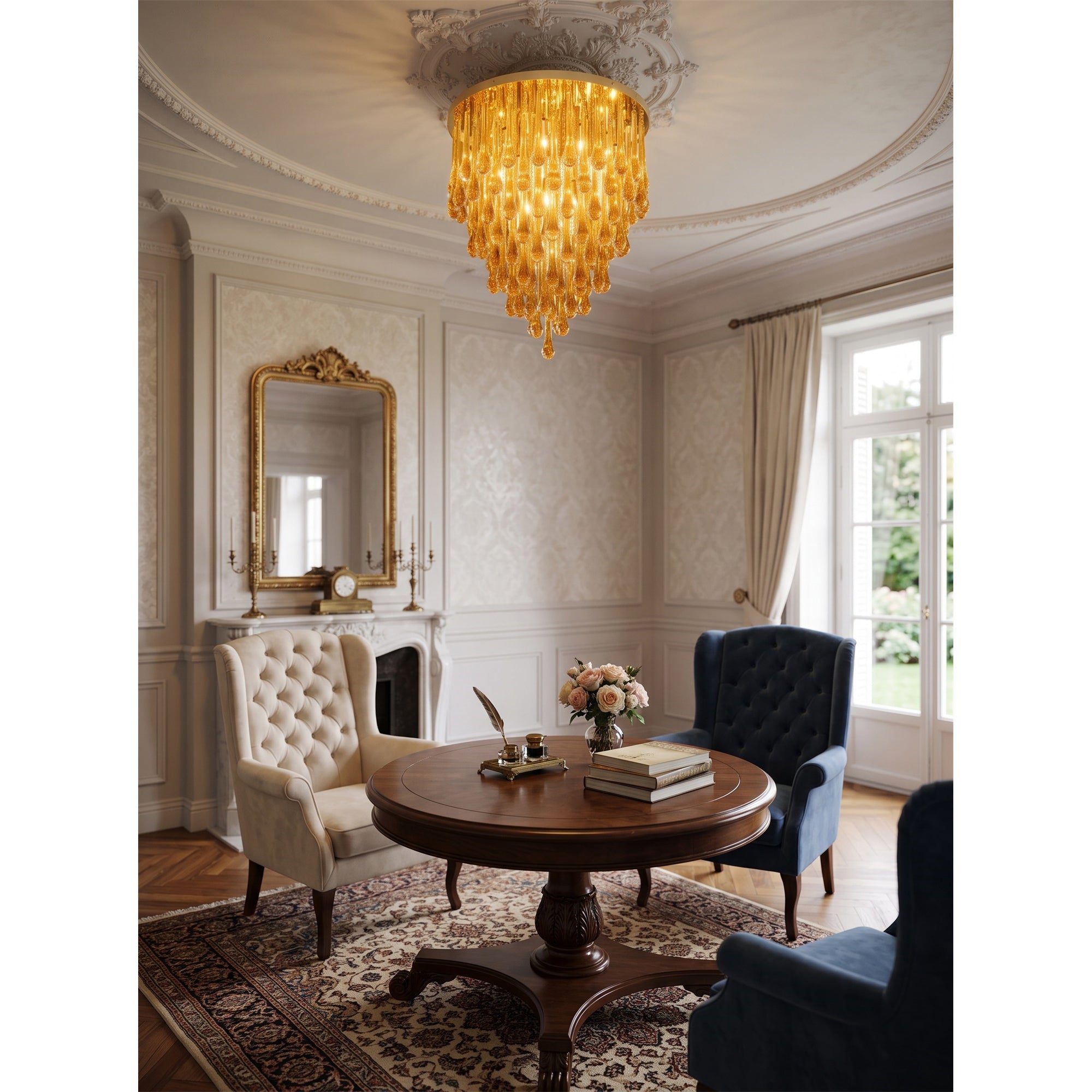 Flush Mounted Glass Rainrop Flush Mount Ceiling Light