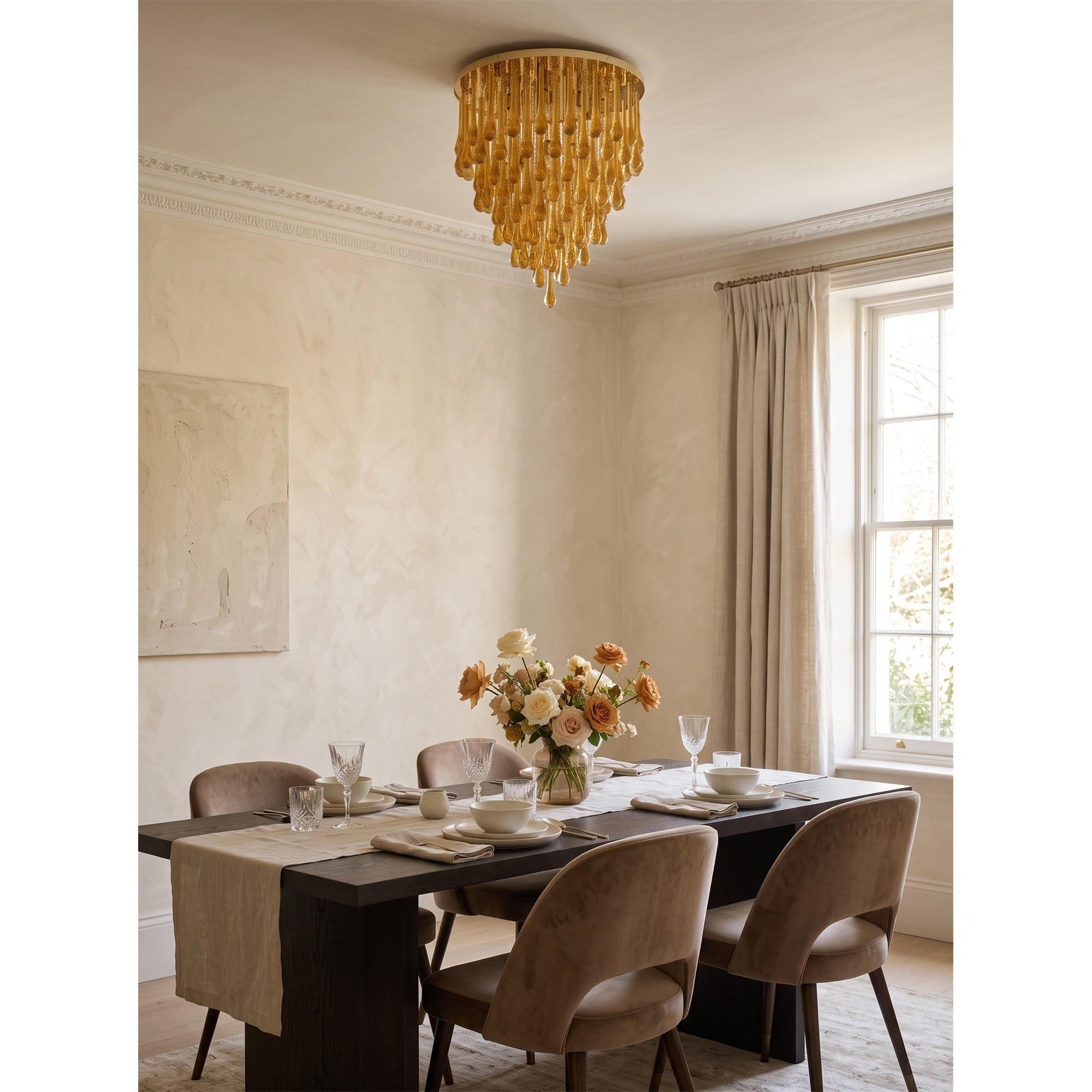 Flush Mounted Glass Rainrop Flush Mount Ceiling Light