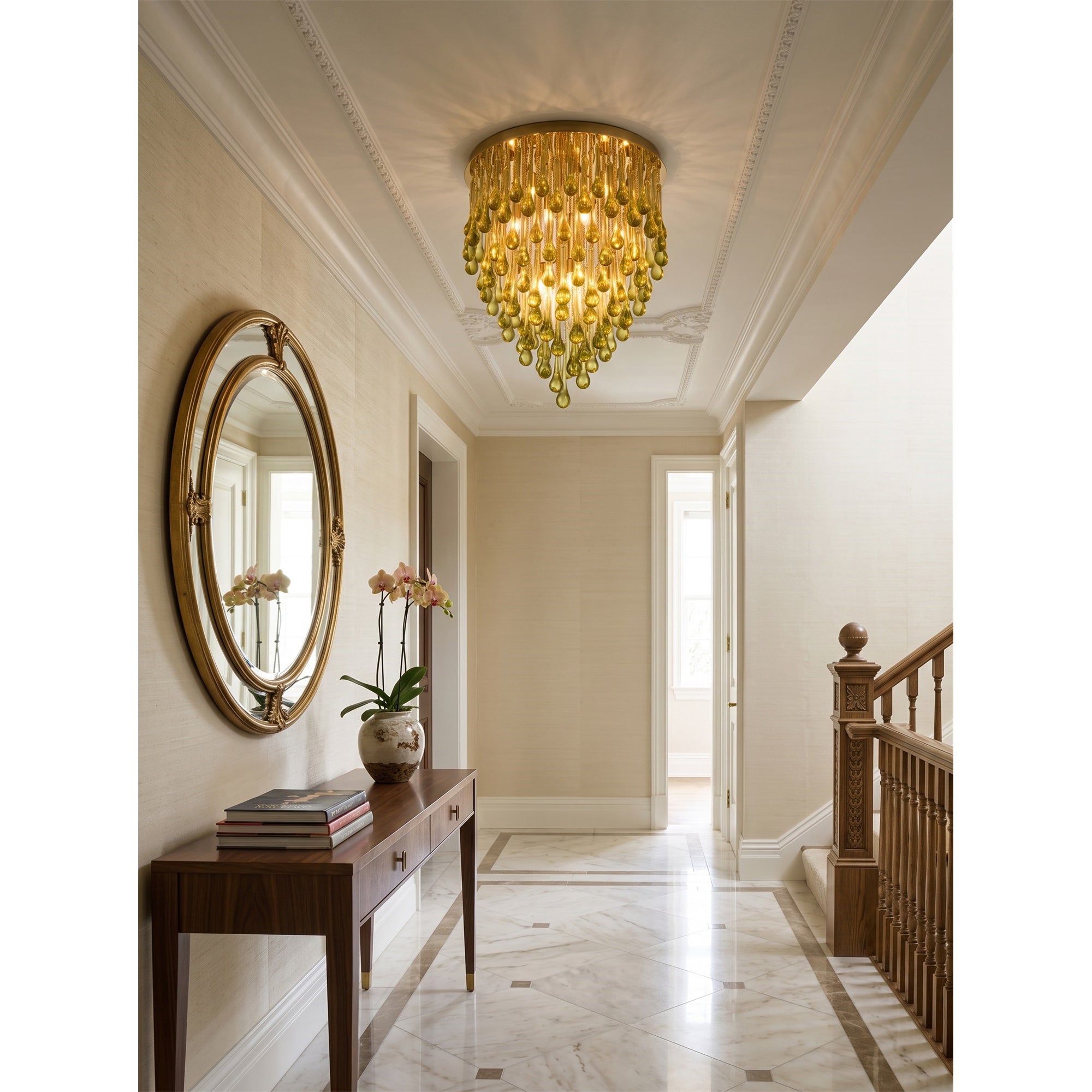 Flush Mounted Glass Rainrop Flush Mount Ceiling Light
