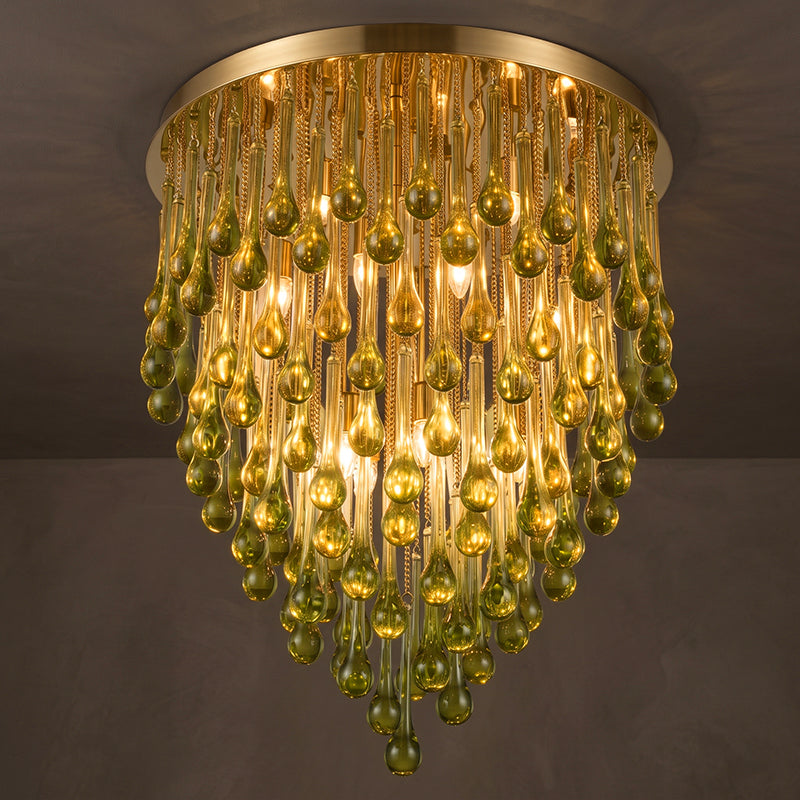 Flush Mounted Glass Rainrop Flush Mount Ceiling Light