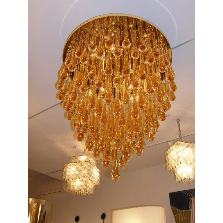 Flush Mounted Glass Rainrop Flush Mount Ceiling Light