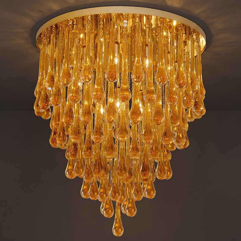 Flush Mounted Glass Rainrop Flush Mount Ceiling Light