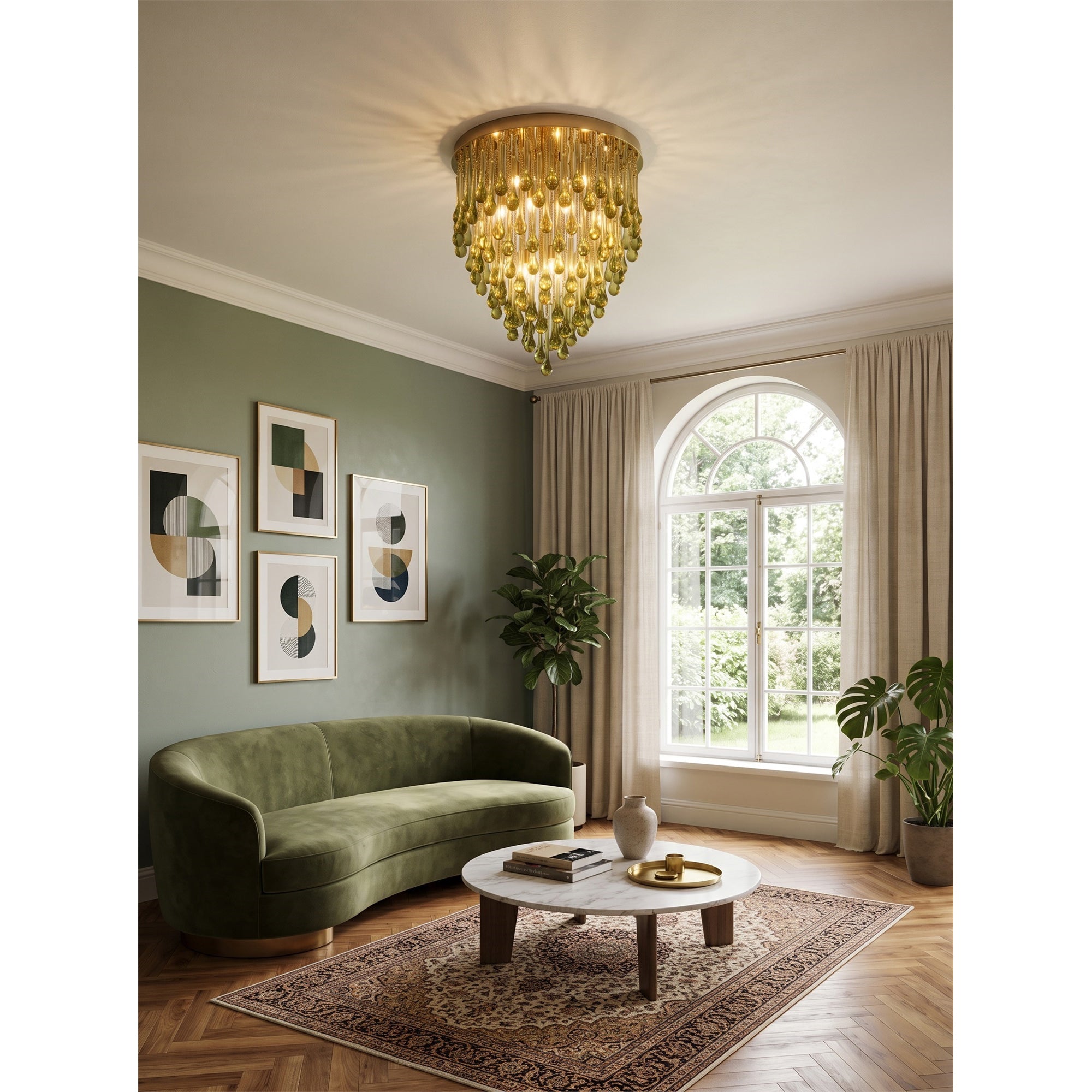 Flush Mounted Glass Rainrop Flush Mount Ceiling Light