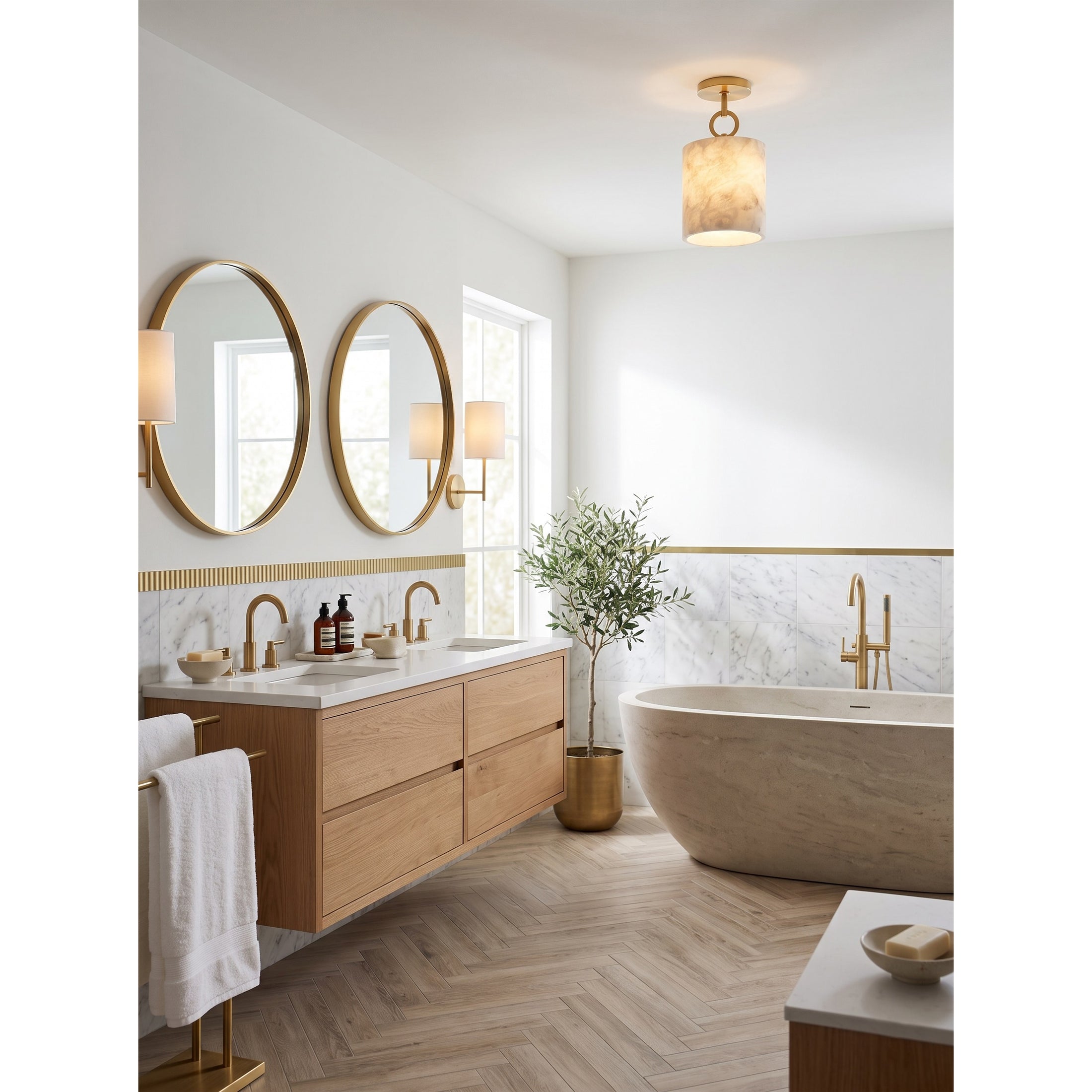 Full Circle Alabaster Flush Mount Ceiling Light