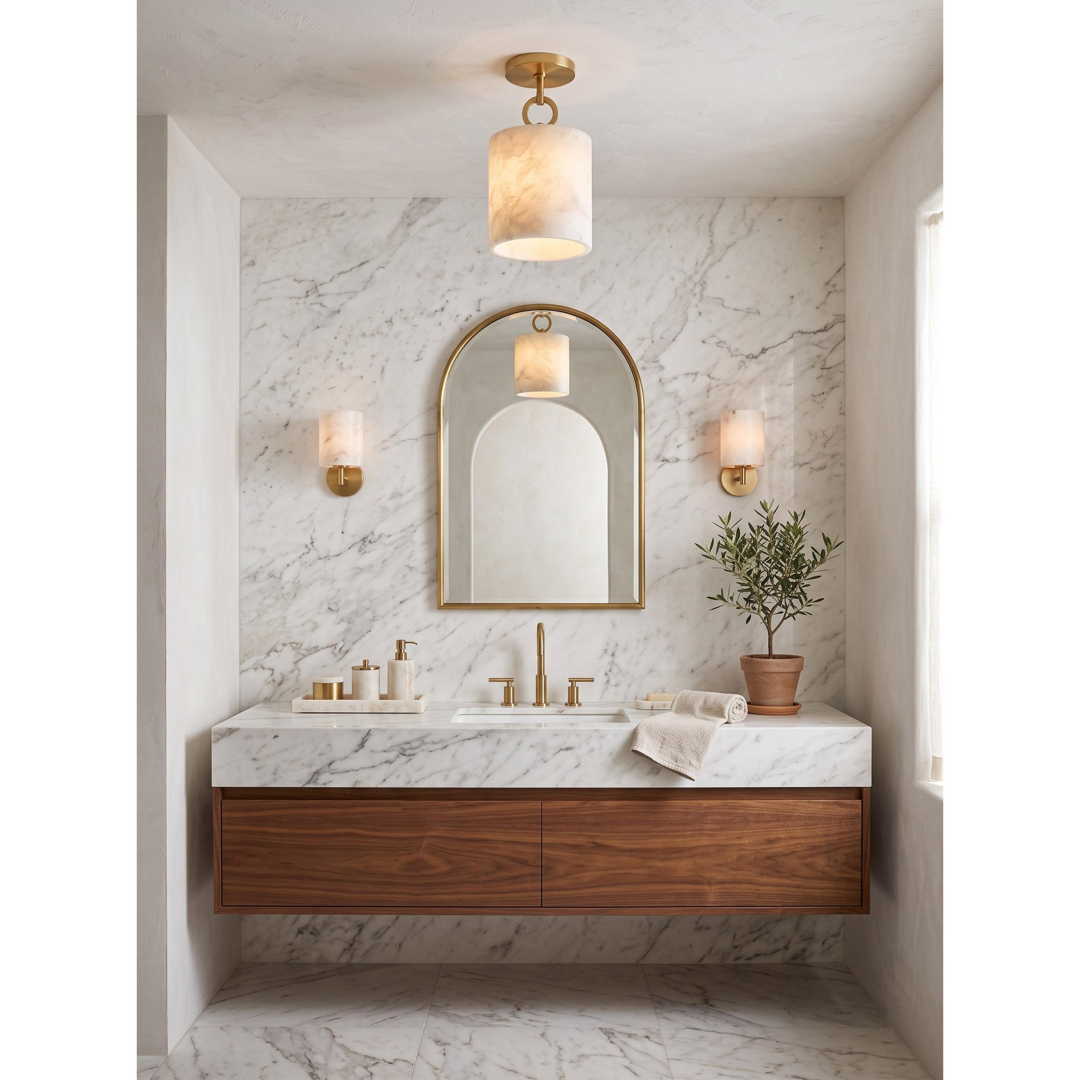 Full Circle Alabaster Flush Mount Ceiling Light