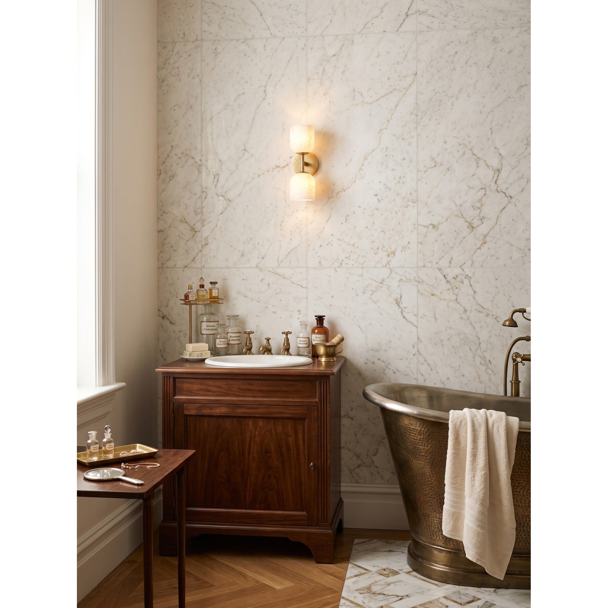 Garrison Alabaster Hammered Wall Sconce