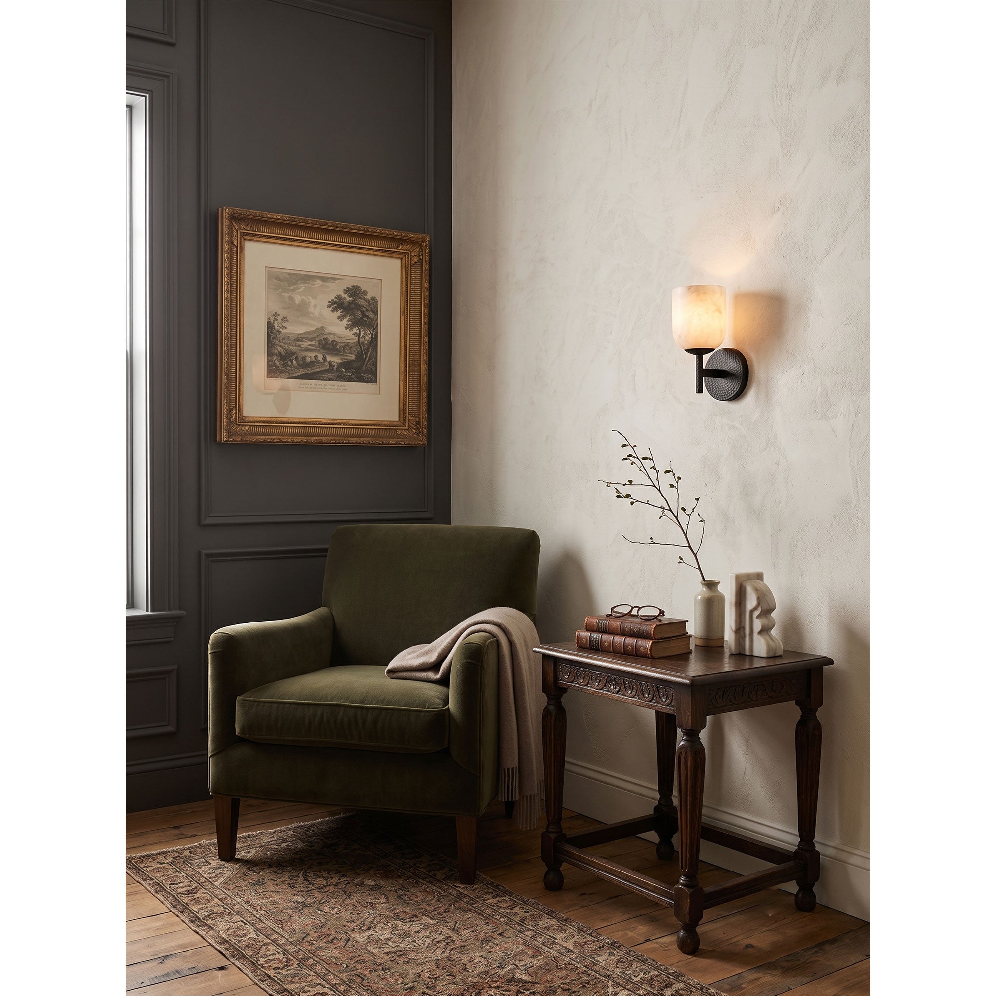 Garrison Alabaster Hammered Wall Sconce