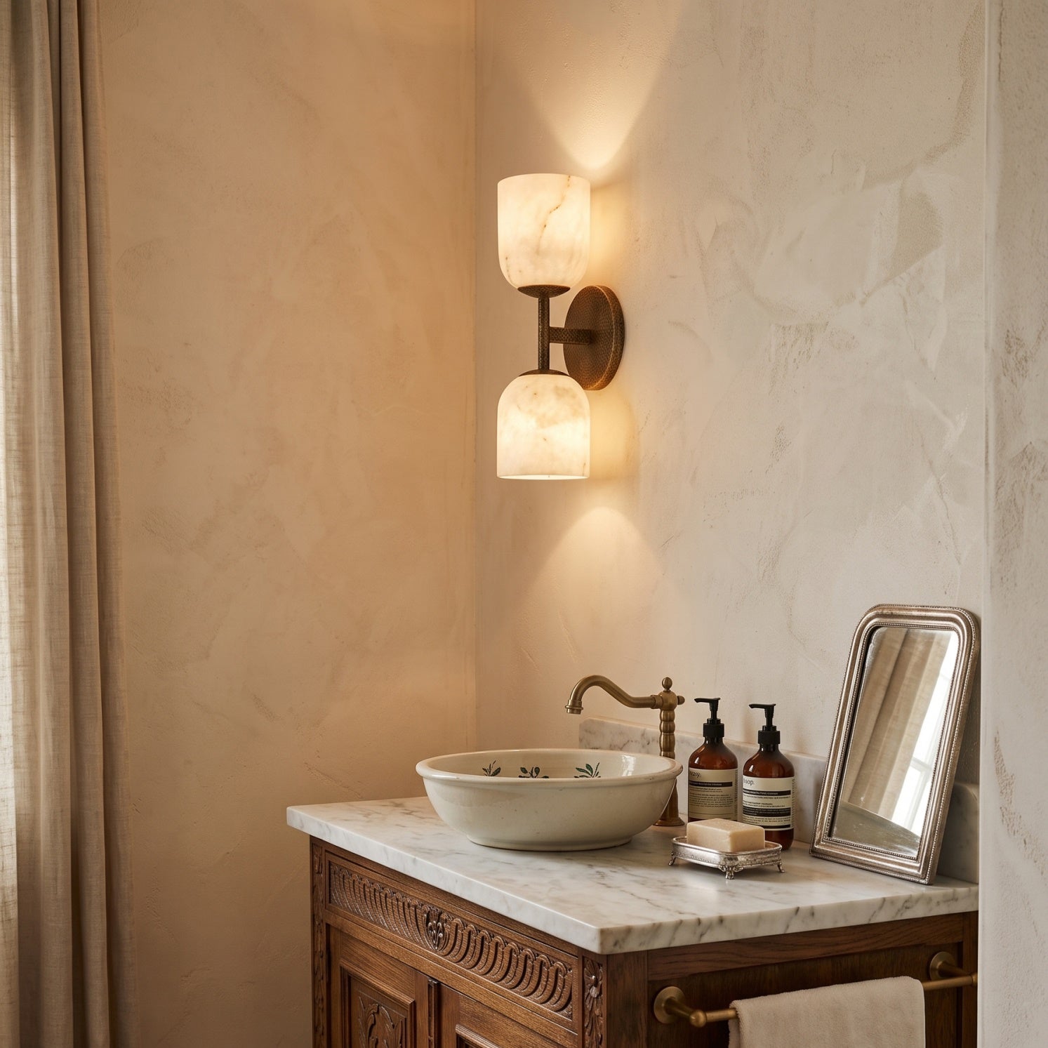 Garrison Alabaster Hammered Wall Sconce