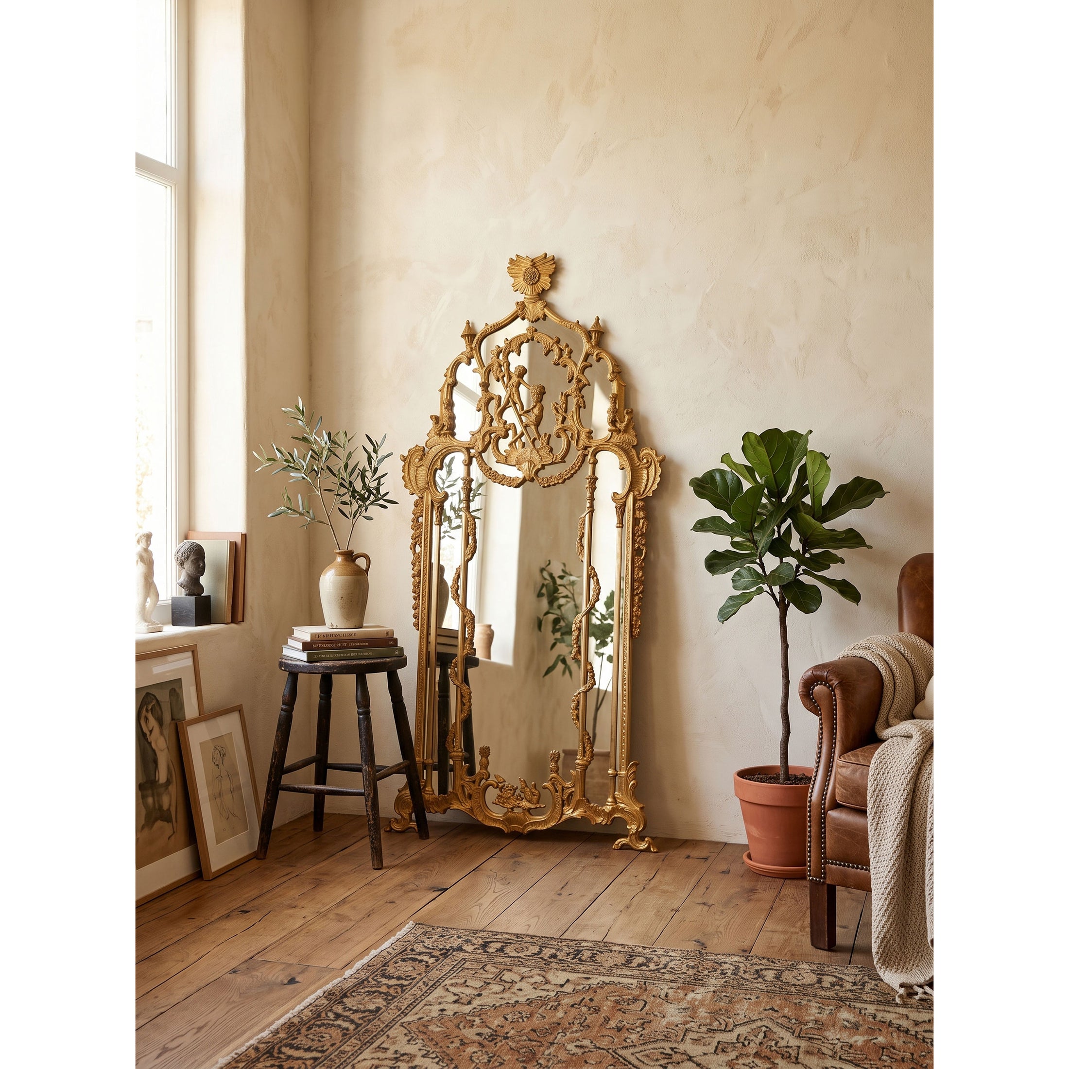 Genevieve Baroque Floor Mirror