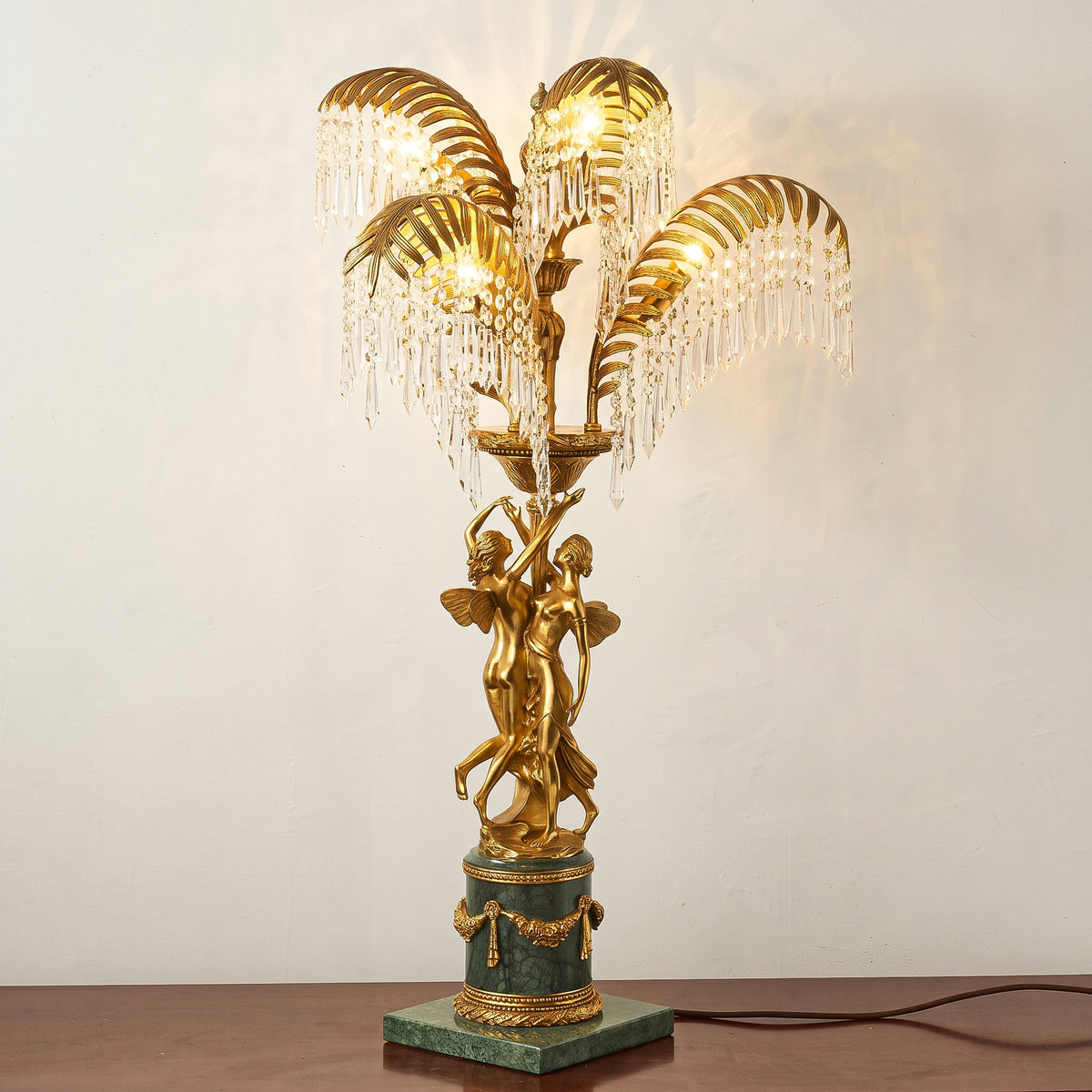 Gratia Crystal Palm Table Lamp