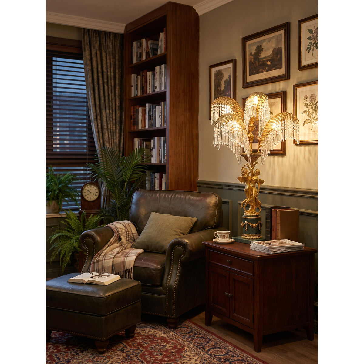Gratia Crystal Palm Table Lamp
