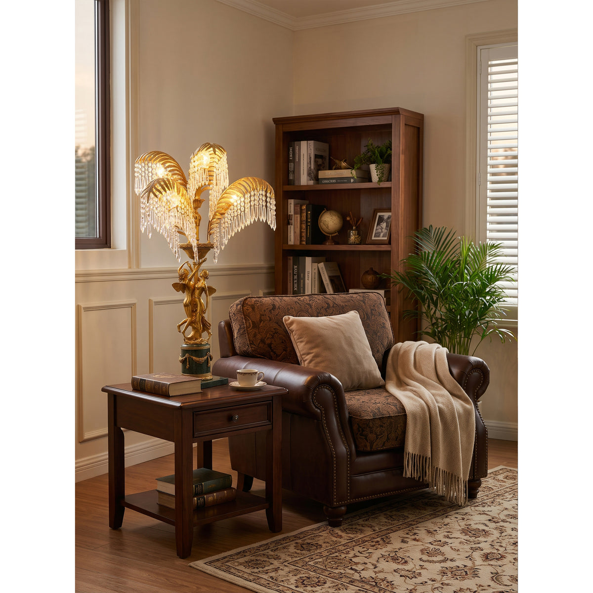 Gratia Crystal Palm Table Lamp