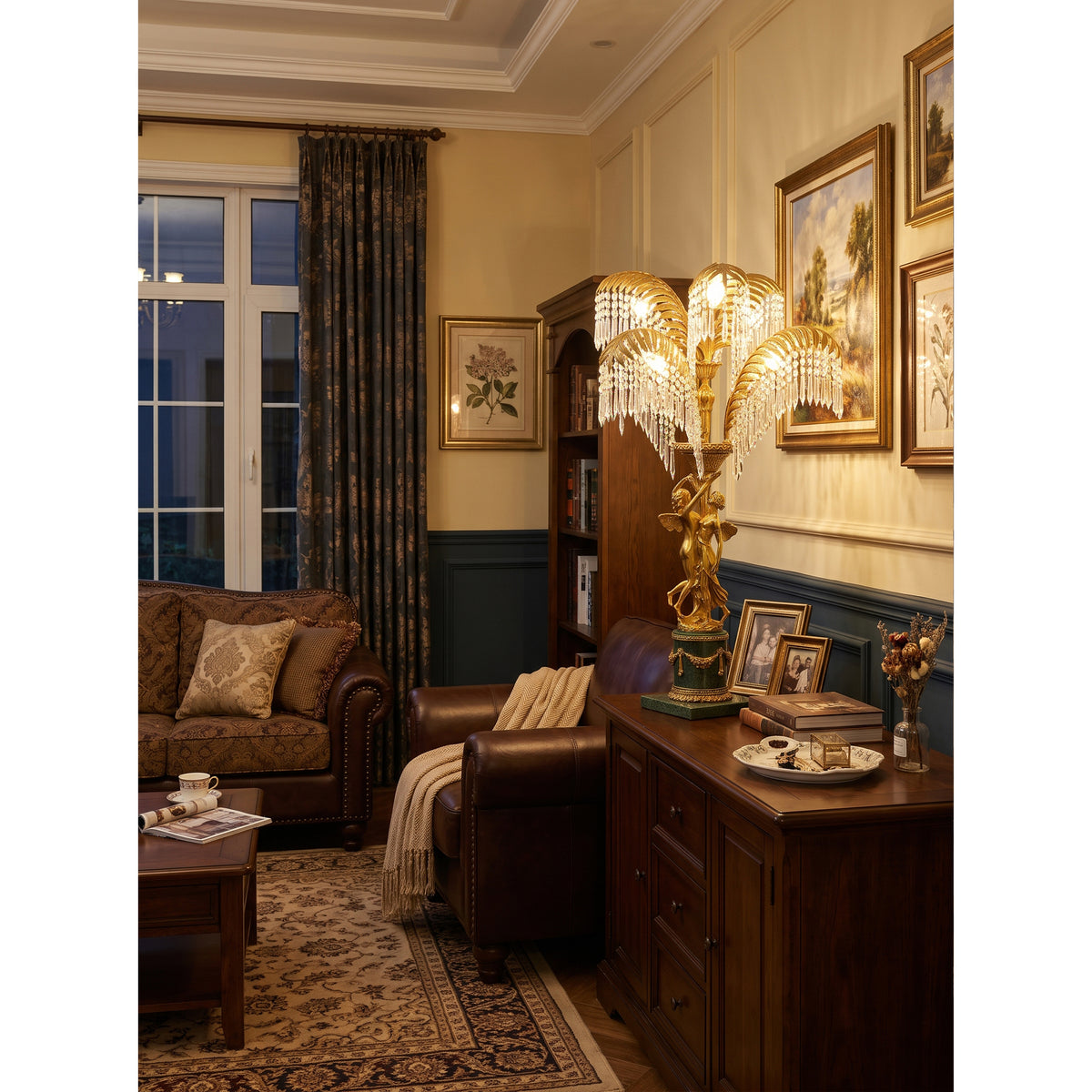 Gratia Crystal Palm Table Lamp